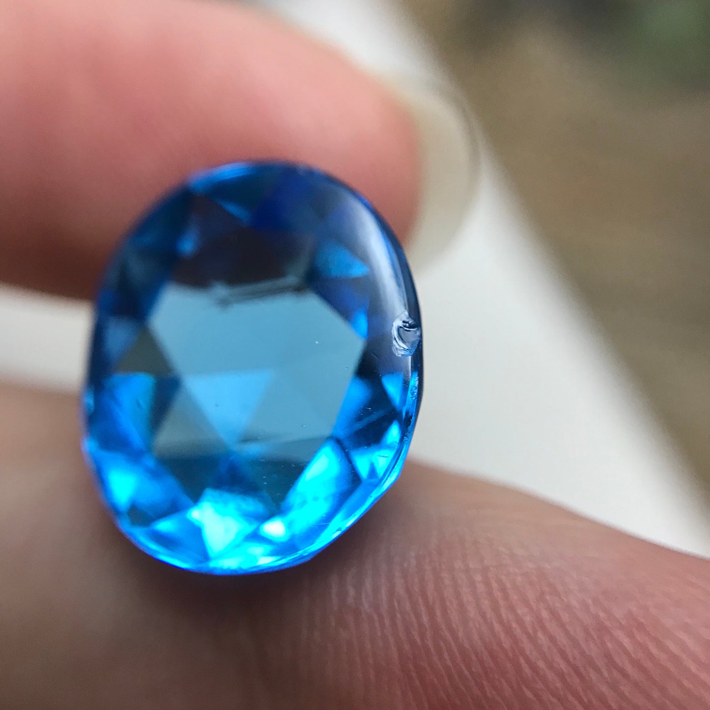 11.57 ct Rose cut Blue Topaz 15x12.7mm Oval cut Loose Topaz,  Swiss Blue Topaz Faceted, December Birthstone