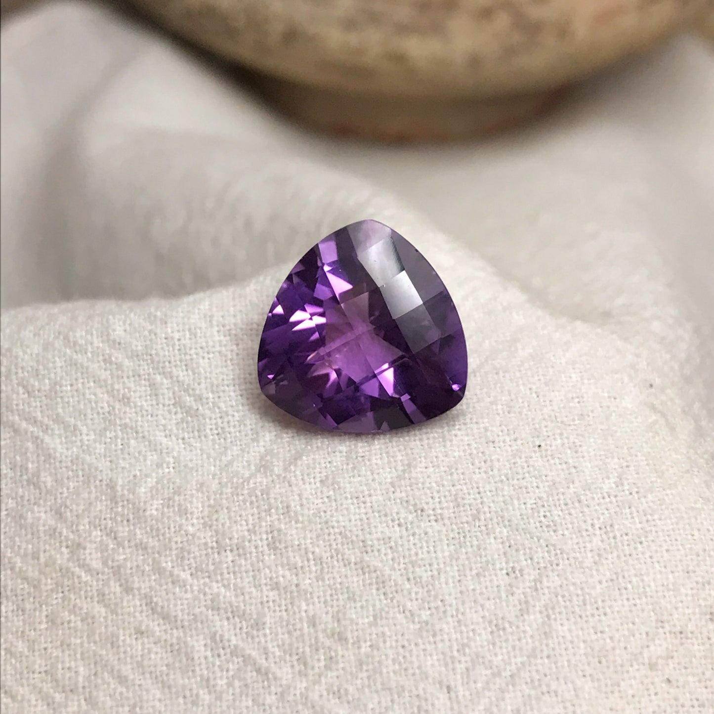 14mm Purple Amethyst, Checkerboard Trillion Cut 9.40 carat Loose Gem Wholesale Gemstone Faceted Unmounted February Birthstone, USA Seller