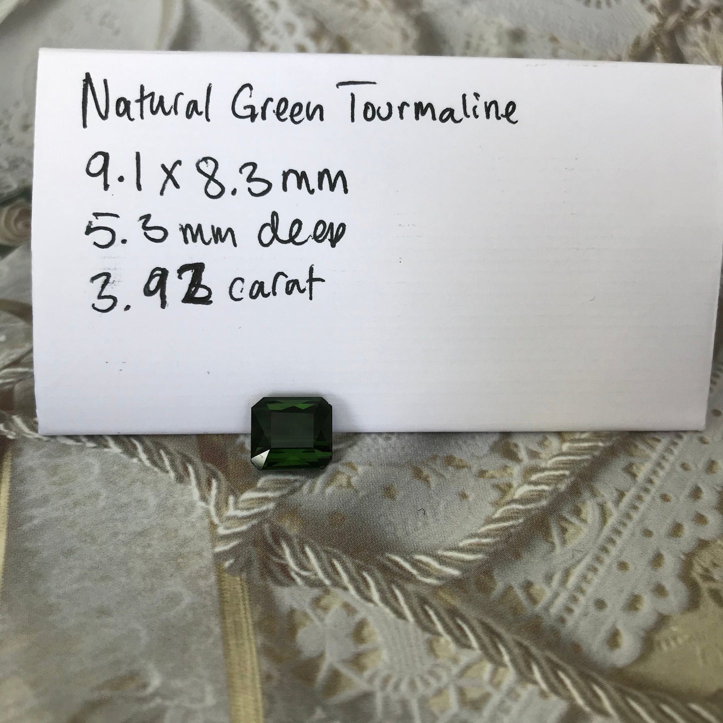 Natural Green Tourmaline 3.92 carat, 9x8mm Octagon Cut Faceted Loose Unmounted Gem Gemstone Earth Mined Genuine