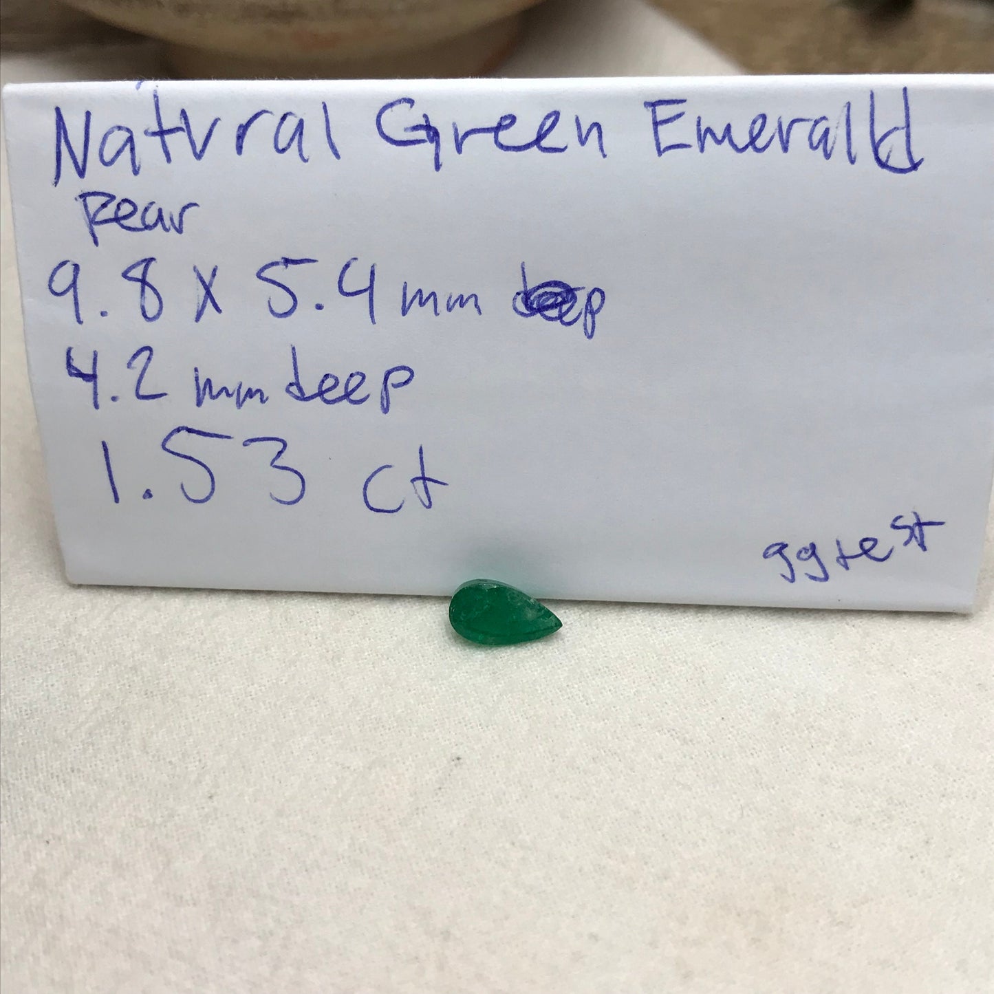 1.53 carat Natural Emerald 9.8x5.4mmPear cut, Faceted Loose Green Emerald, 10x5.5mm