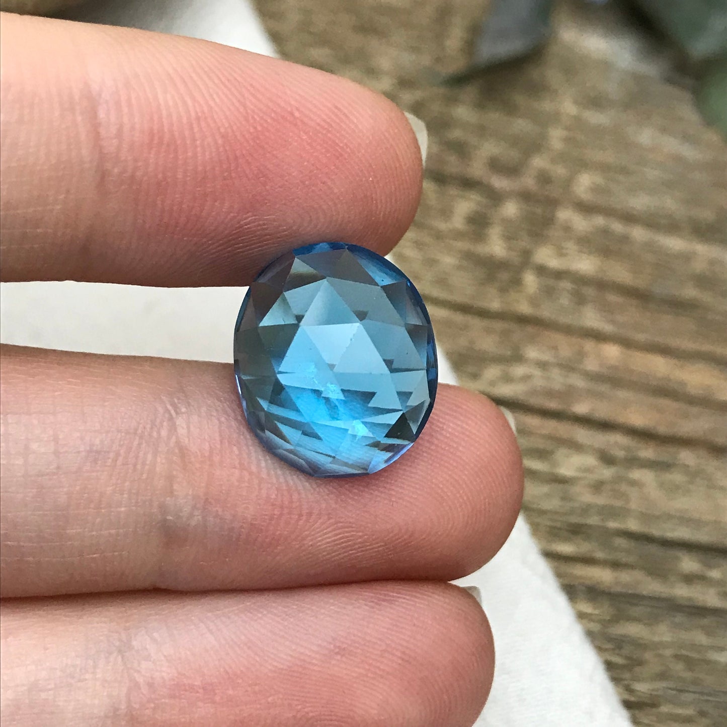11.57 ct Rose cut Blue Topaz 15x12.7mm Oval cut Loose Topaz,  Swiss Blue Topaz Faceted, December Birthstone
