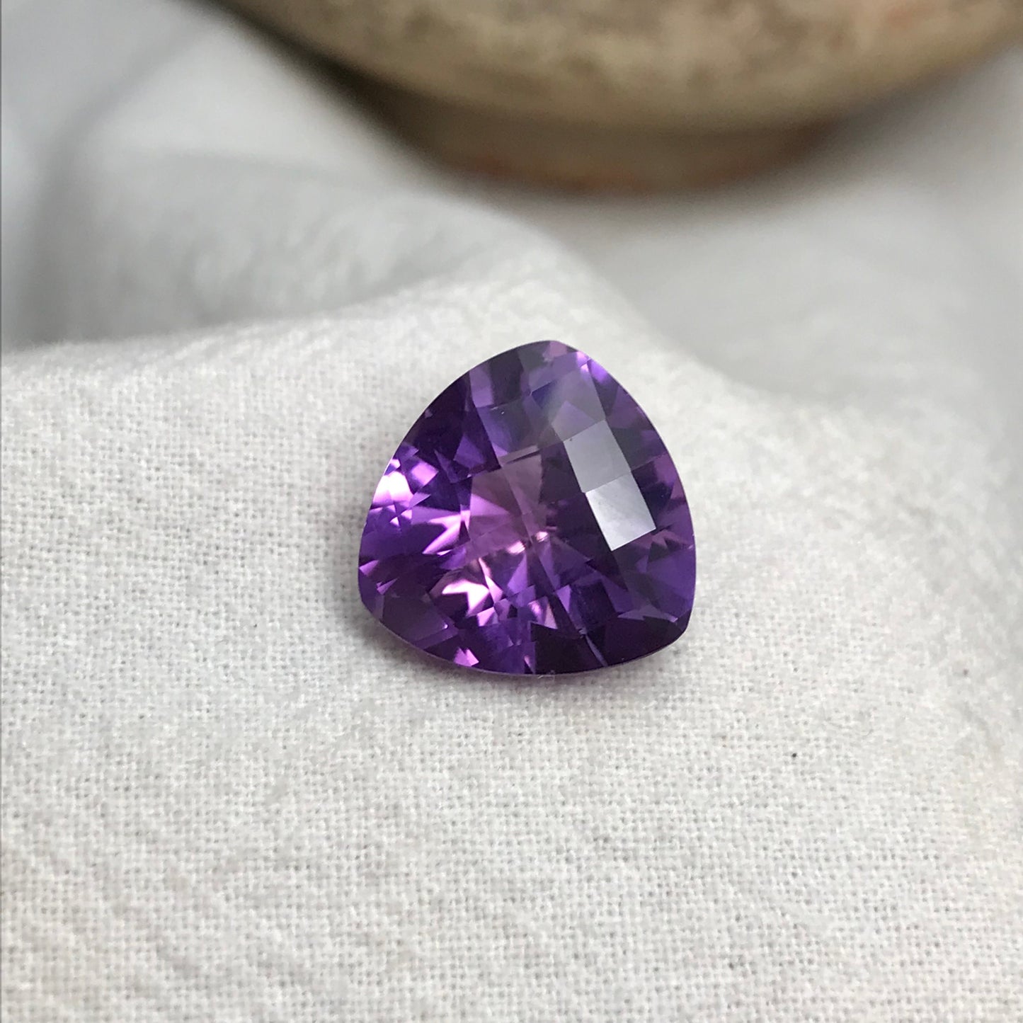 14mm Purple Amethyst, Checkerboard Trillion Cut 9.40 carat Loose Gem Wholesale Gemstone Faceted Unmounted February Birthstone, USA Seller