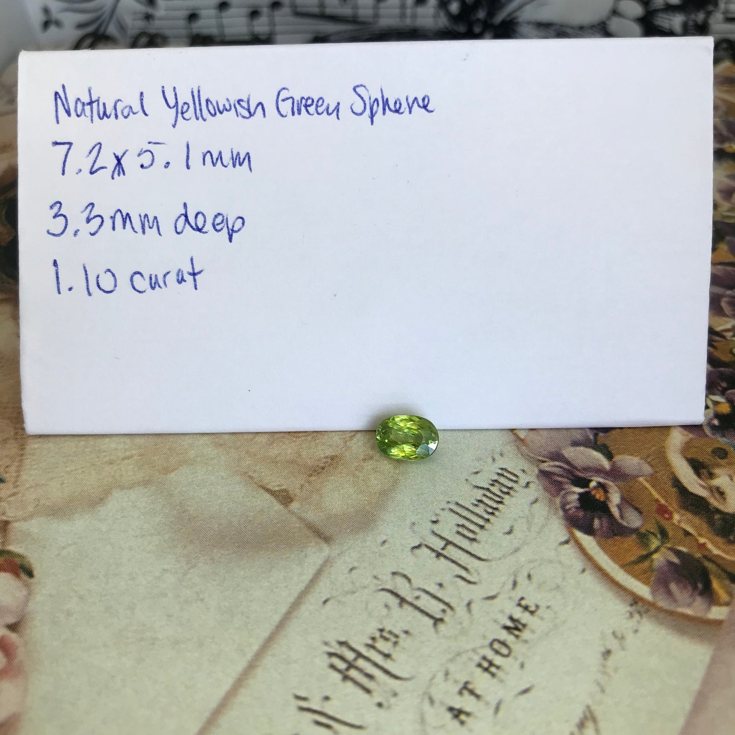 1.10 ct Yellowish Green Sphene 7x5mm Oval Cut, Natural Madagascar Sphene, Faceted Loose Titanite