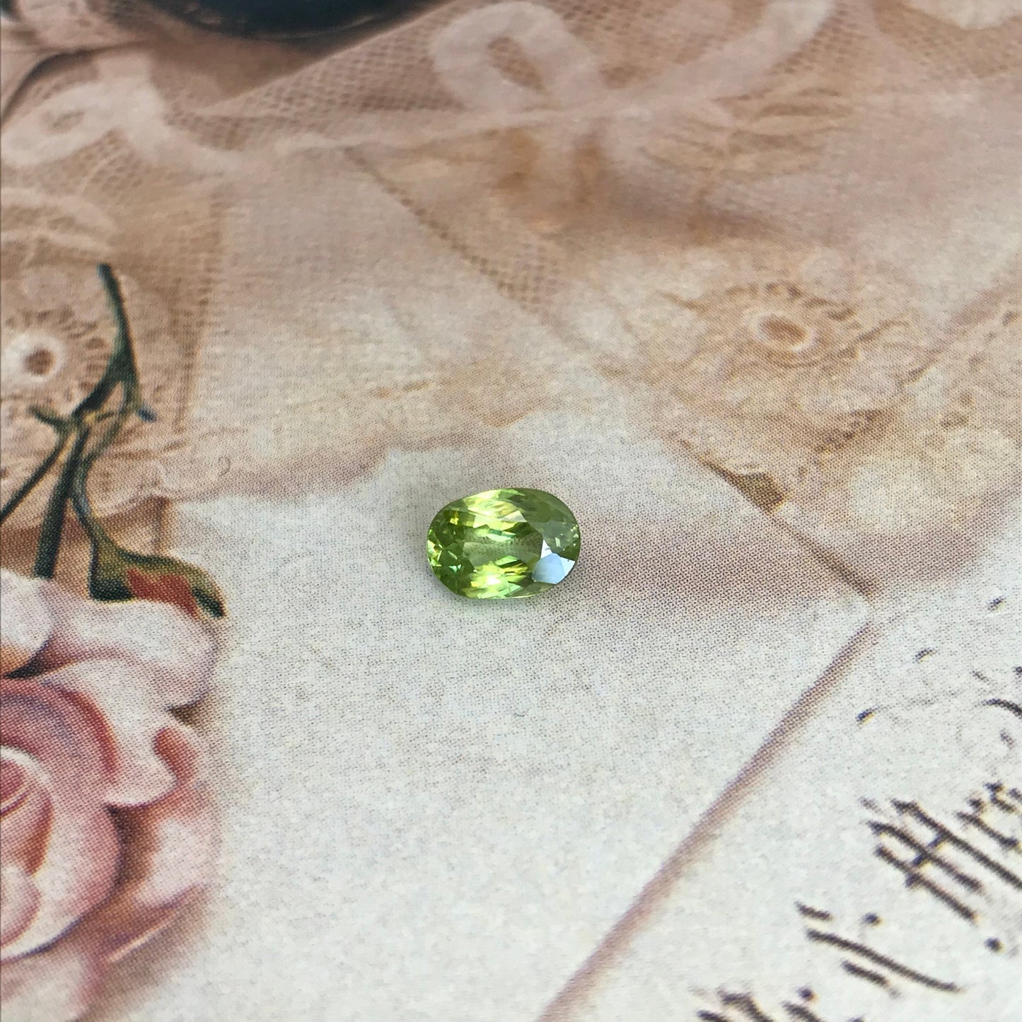 1.10 ct Yellowish Green Sphene 7x5mm Oval Cut, Natural Madagascar Sphene, Faceted Loose Titanite