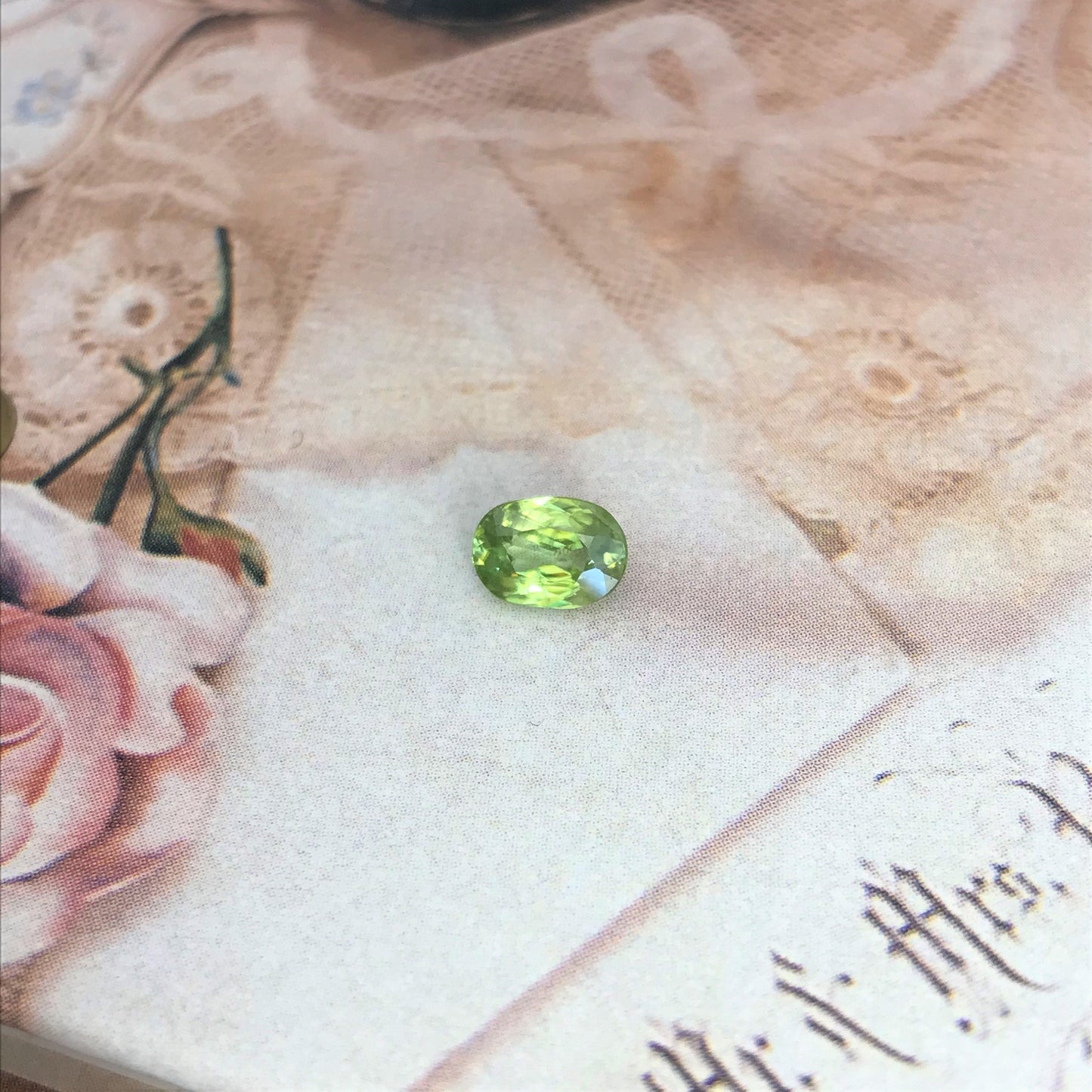 1.10 ct Yellowish Green Sphene 7x5mm Oval Cut, Natural Madagascar Sphene, Faceted Loose Titanite