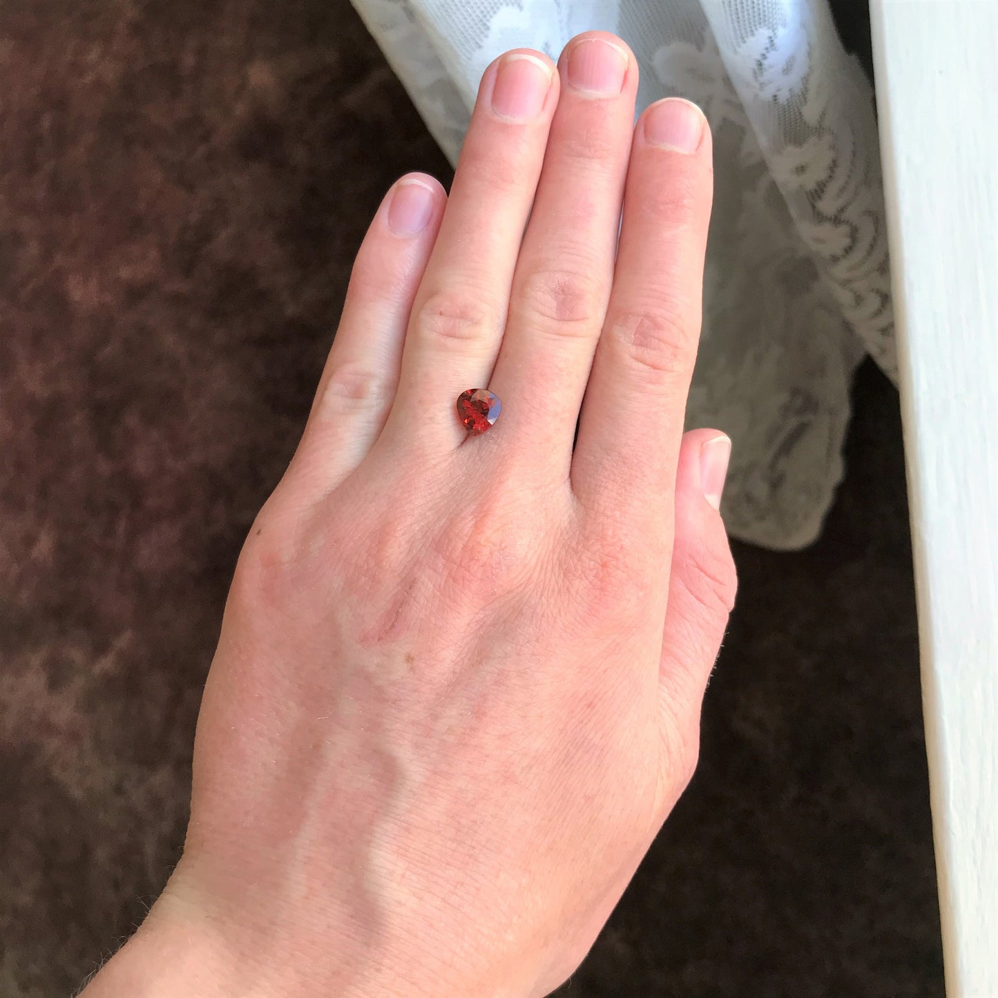 Natural Orange Red Spessartite Garnet 7.7x7.4mm Fat Pear 2.29 carat Faceted Gemstone Loose Gem Red Orange Garnet