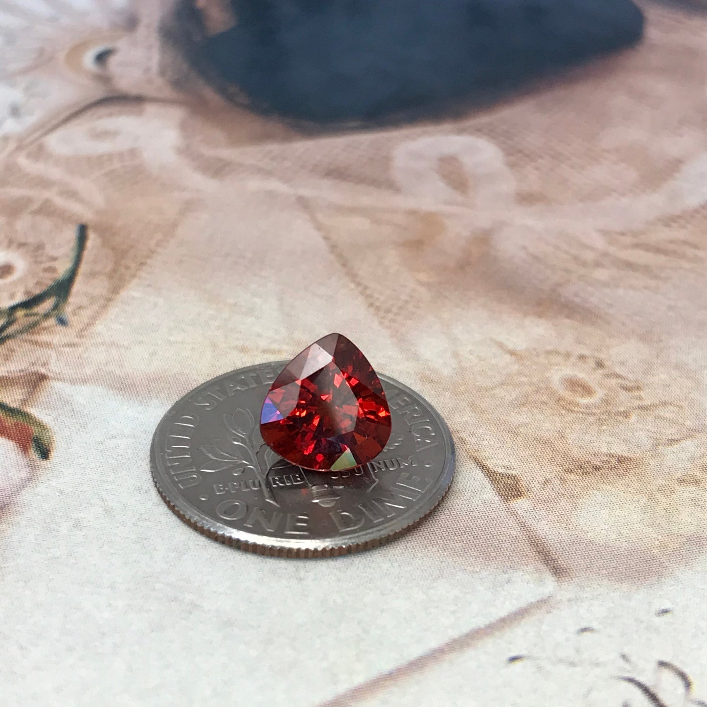 Natural Orange Red Spessartite Garnet 7.7x7.4mm Fat Pear 2.29 carat Faceted Gemstone Loose Gem Red Orange Garnet