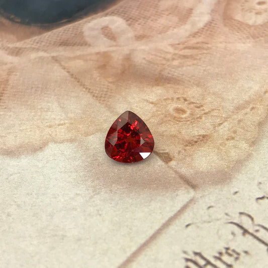 Natural Orange Red Spessartite Garnet 7.7x7.4mm Fat Pear 2.29 carat Faceted Gemstone Loose Gem Red Orange Garnet