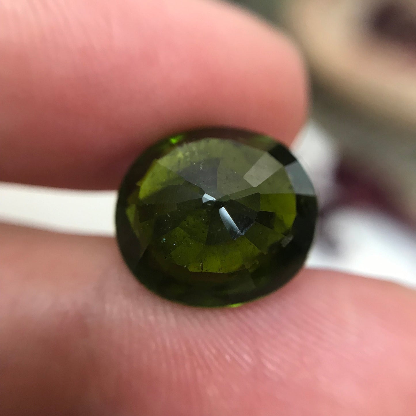 Natural Green Tourmaline 8.12 Carat 13.5x12.1 mm Oval Cut, Faceted Loose Unmounted Gemstone, Mozambique Tourmaline