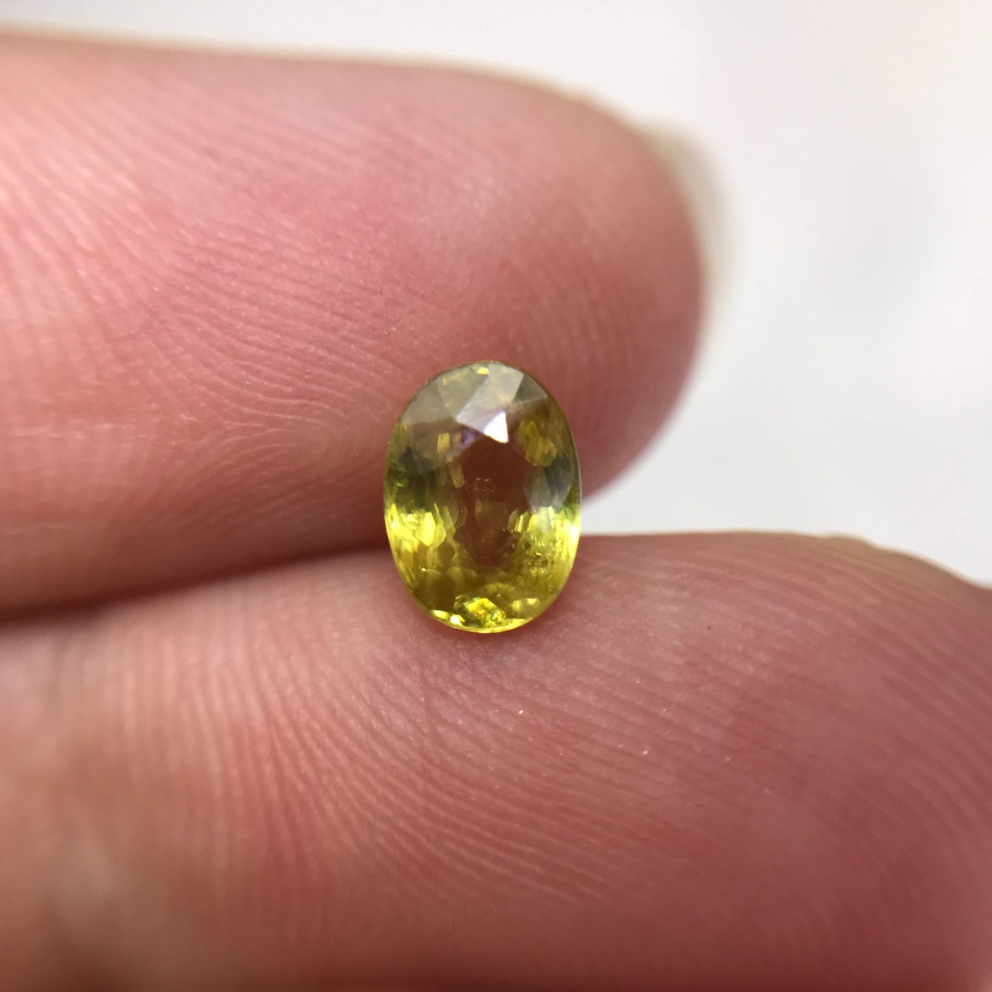 7x5mm Yellow Sphene, 0.89 Ct, Oval Cut, Rainbow Fire, Natural Madagascar Sphene, Faceted Loose Titanite