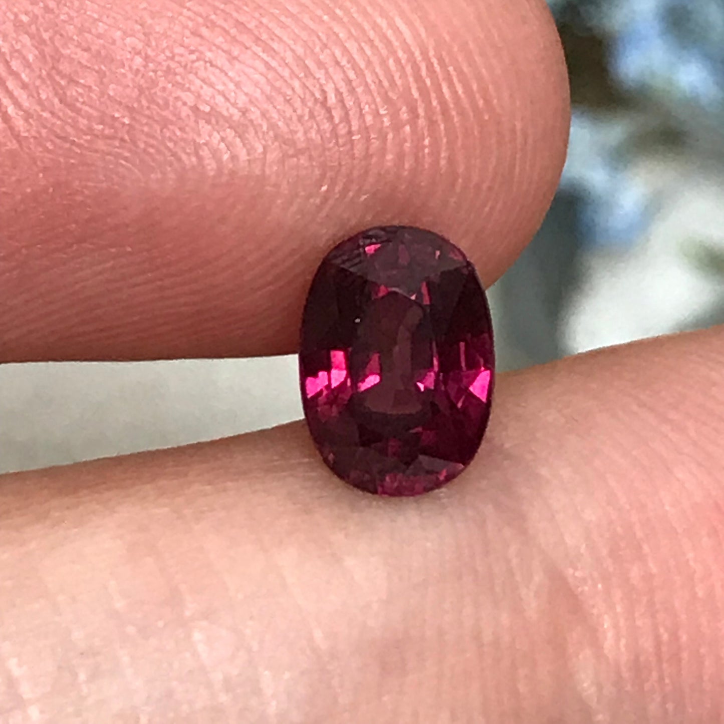 Purplish Pink Rhodolite Garnet 1.44 carat 7.3 x 5.3 mm Oval Cut, Faceted Loose Unmounted Gemstone, Raspberry Garnet