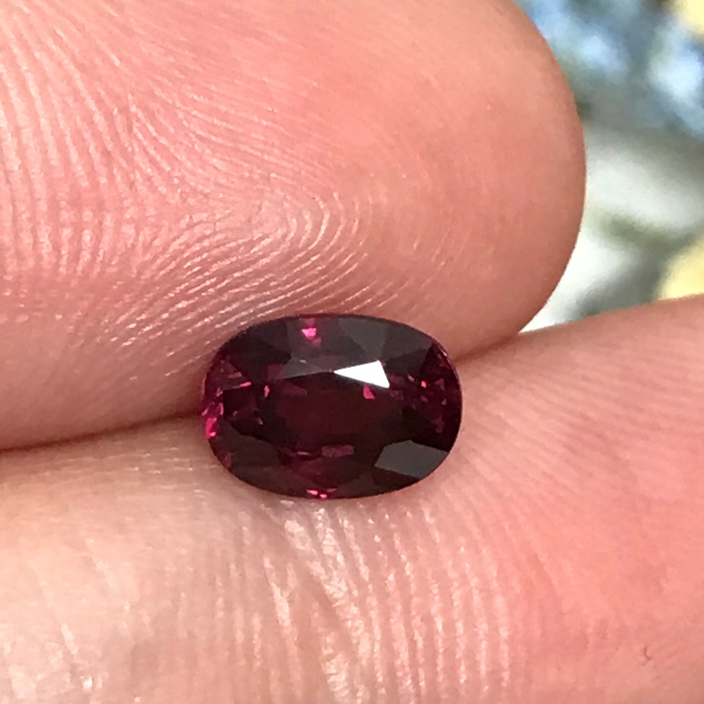 Purplish Pink Rhodolite Garnet 1.44 carat 7.3 x 5.3 mm Oval Cut, Faceted Loose Unmounted Gemstone, Raspberry Garnet