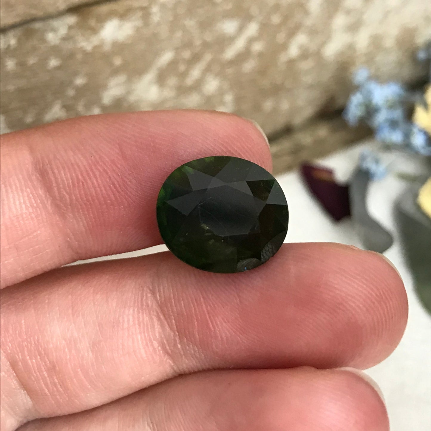 Natural Green Tourmaline 8.12 Carat 13.5x12.1 mm Oval Cut, Faceted Loose Unmounted Gemstone, Mozambique Tourmaline