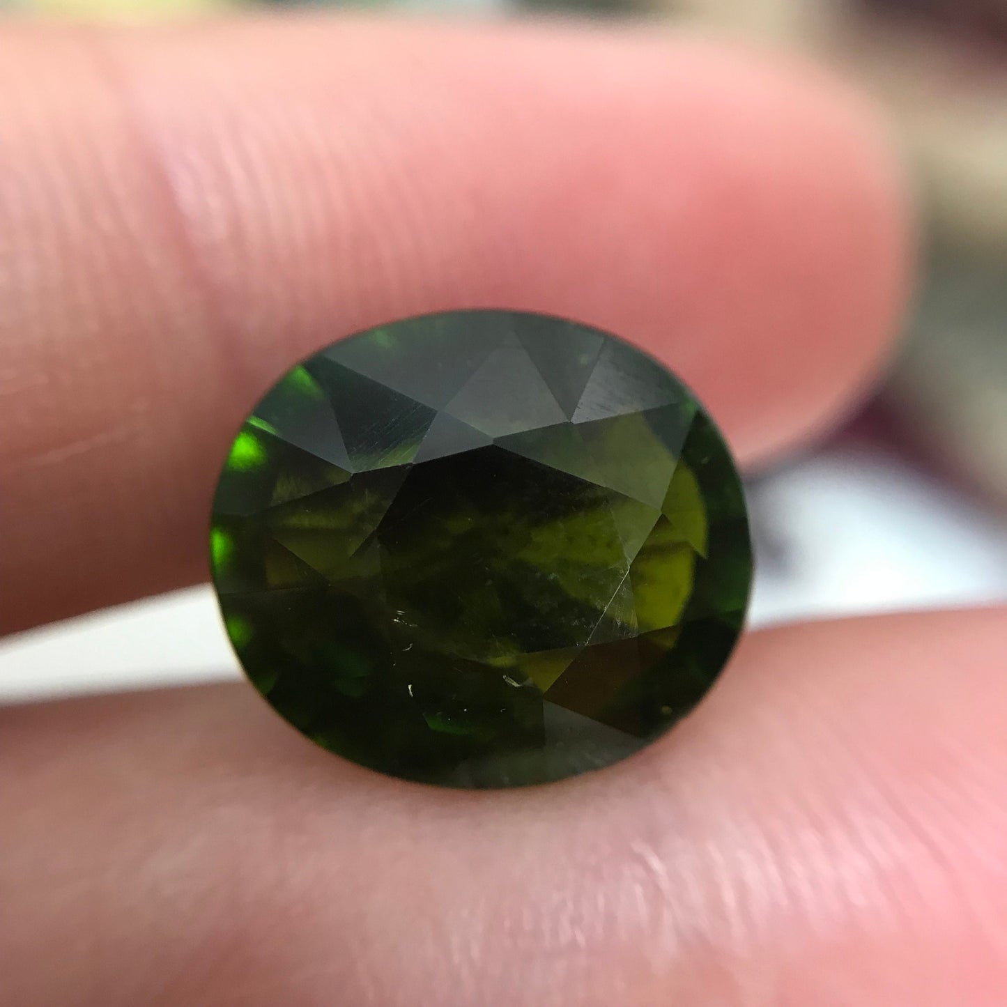 Natural Green Tourmaline 8.12 Carat 13.5x12.1 mm Oval Cut, Faceted Loose Unmounted Gemstone, Mozambique Tourmaline