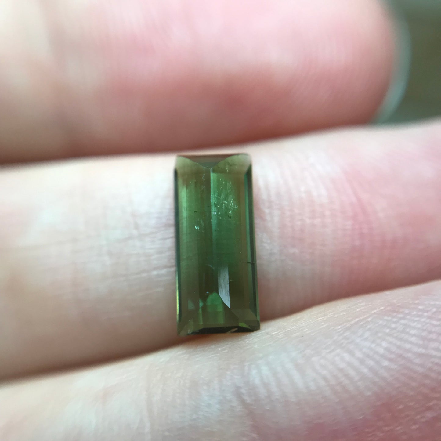 1.64 carat Natural Green Tourmaline 11x5mm Baguette Rectangle Cut Faceted Loose Gemstone, Earth Mined