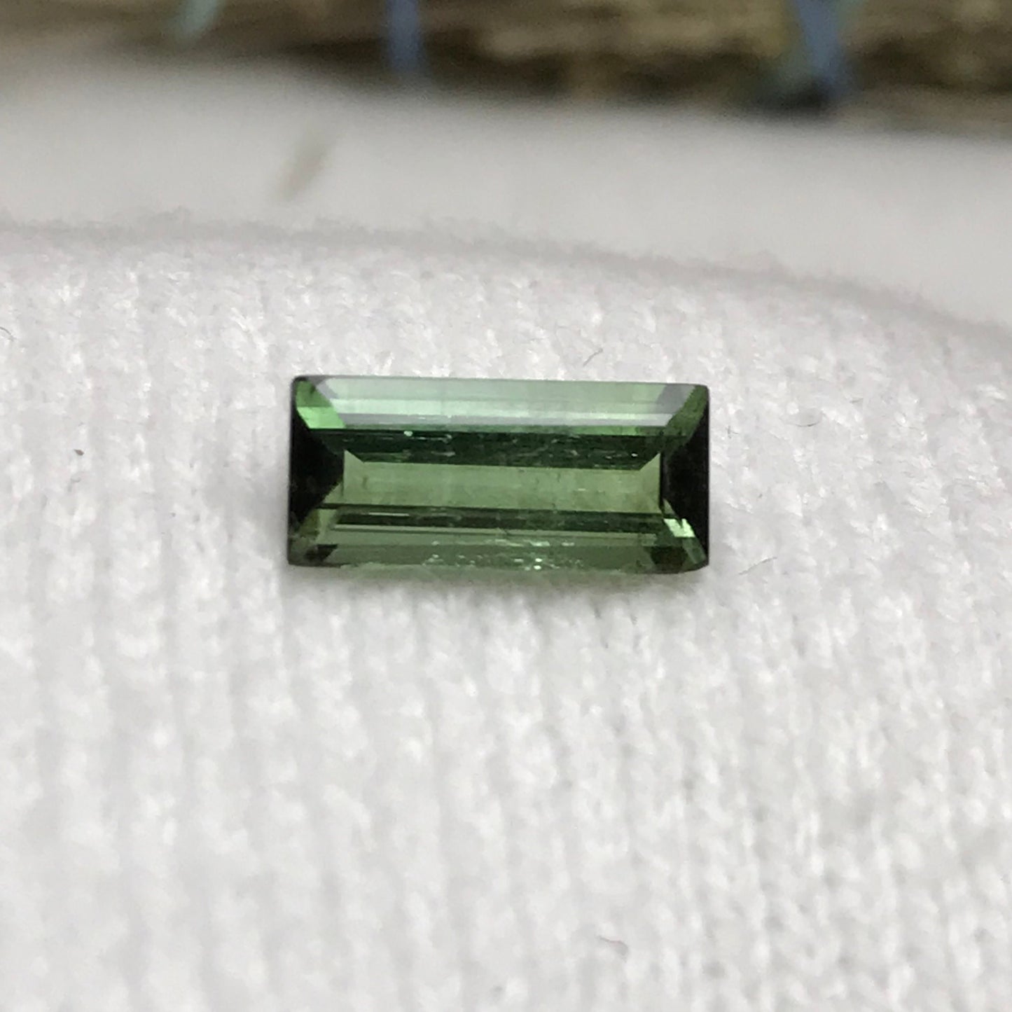 1.64 carat Natural Green Tourmaline 11x5mm Baguette Rectangle Cut Faceted Loose Gemstone, Earth Mined