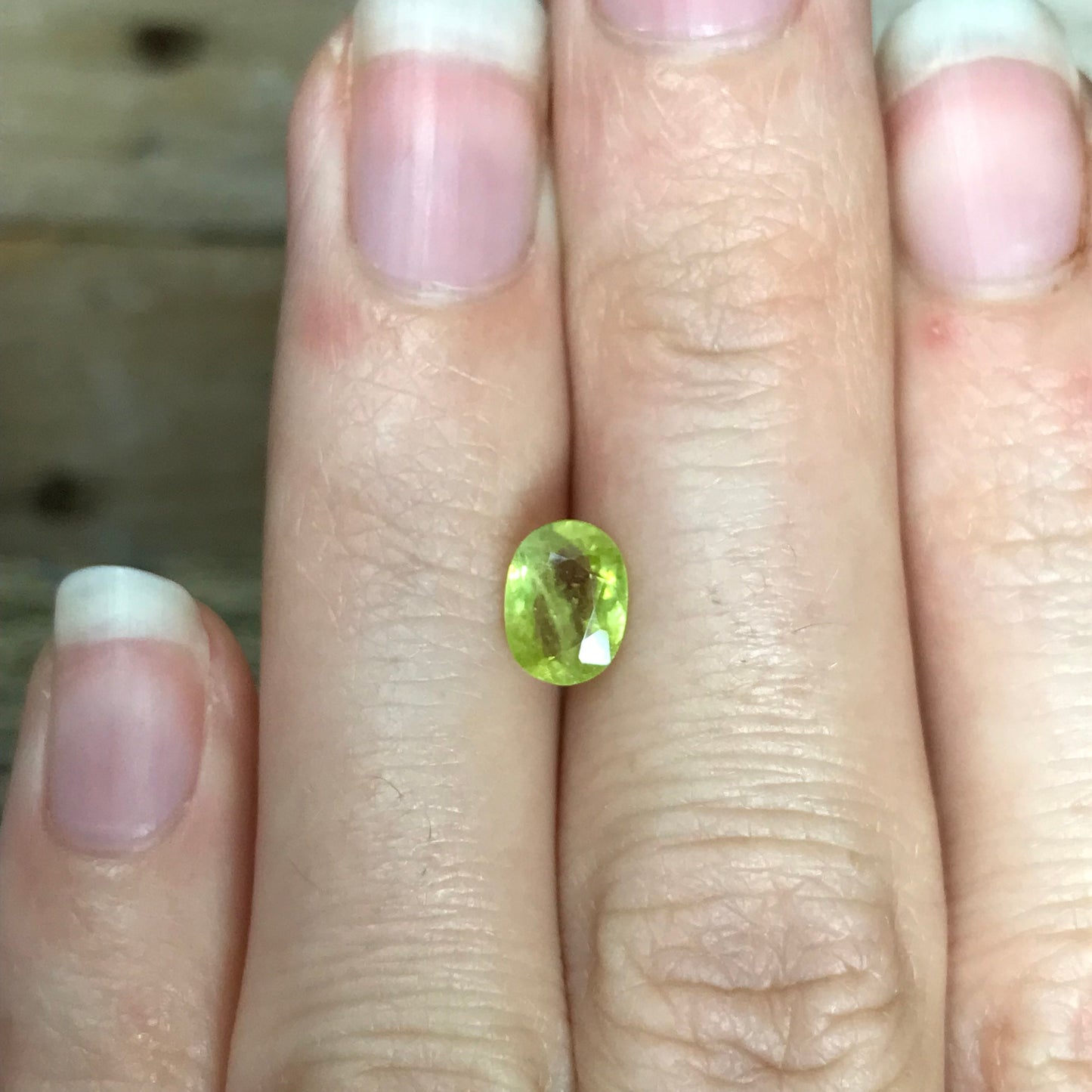 1.14 ct Yellowish Green Sphene 7.4x5.4mm Oval Cut, Natural Madagascar Sphene, Faceted Loose Gemstone