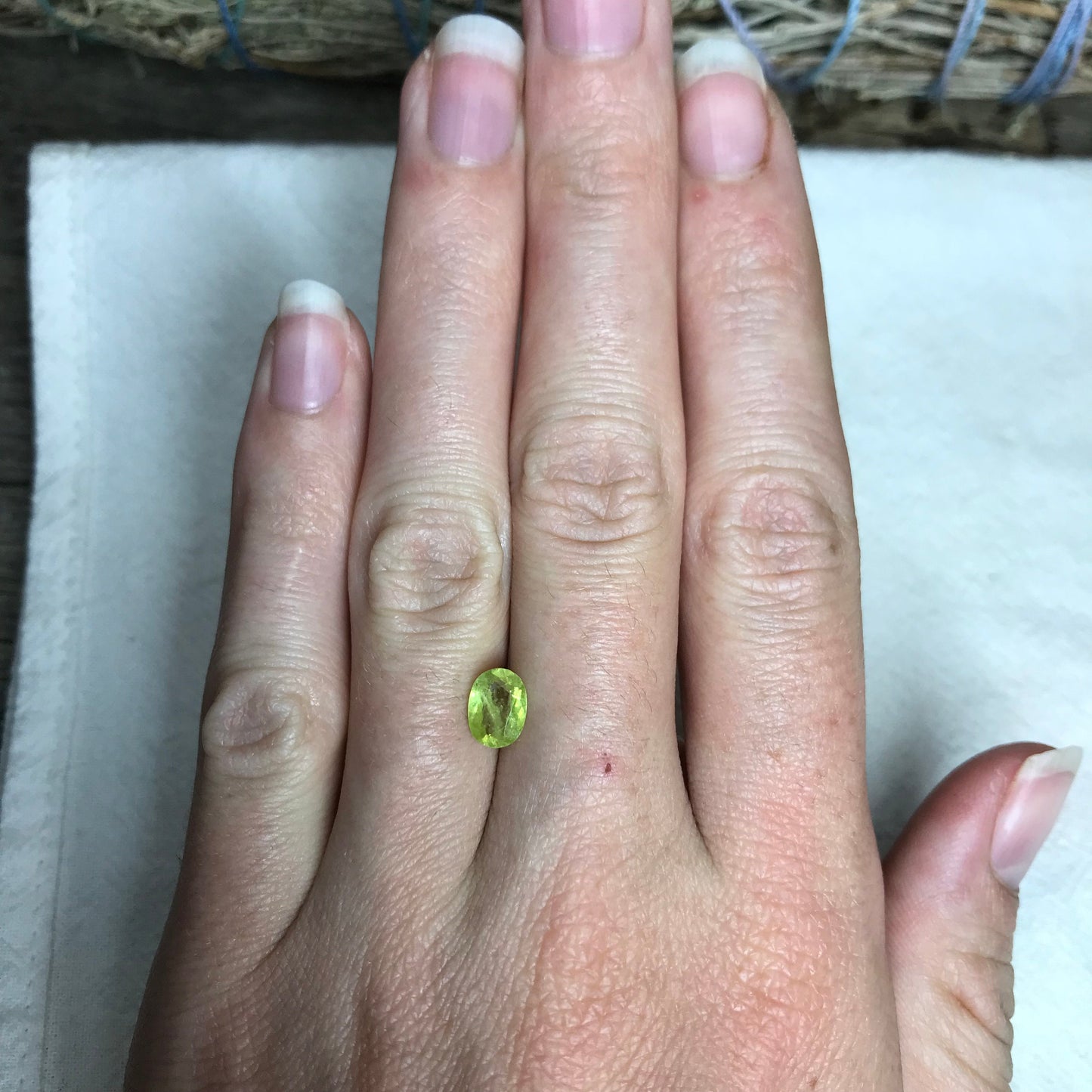 1.14 ct Yellowish Green Sphene 7.4x5.4mm Oval Cut, Natural Madagascar Sphene, Faceted Loose Gemstone