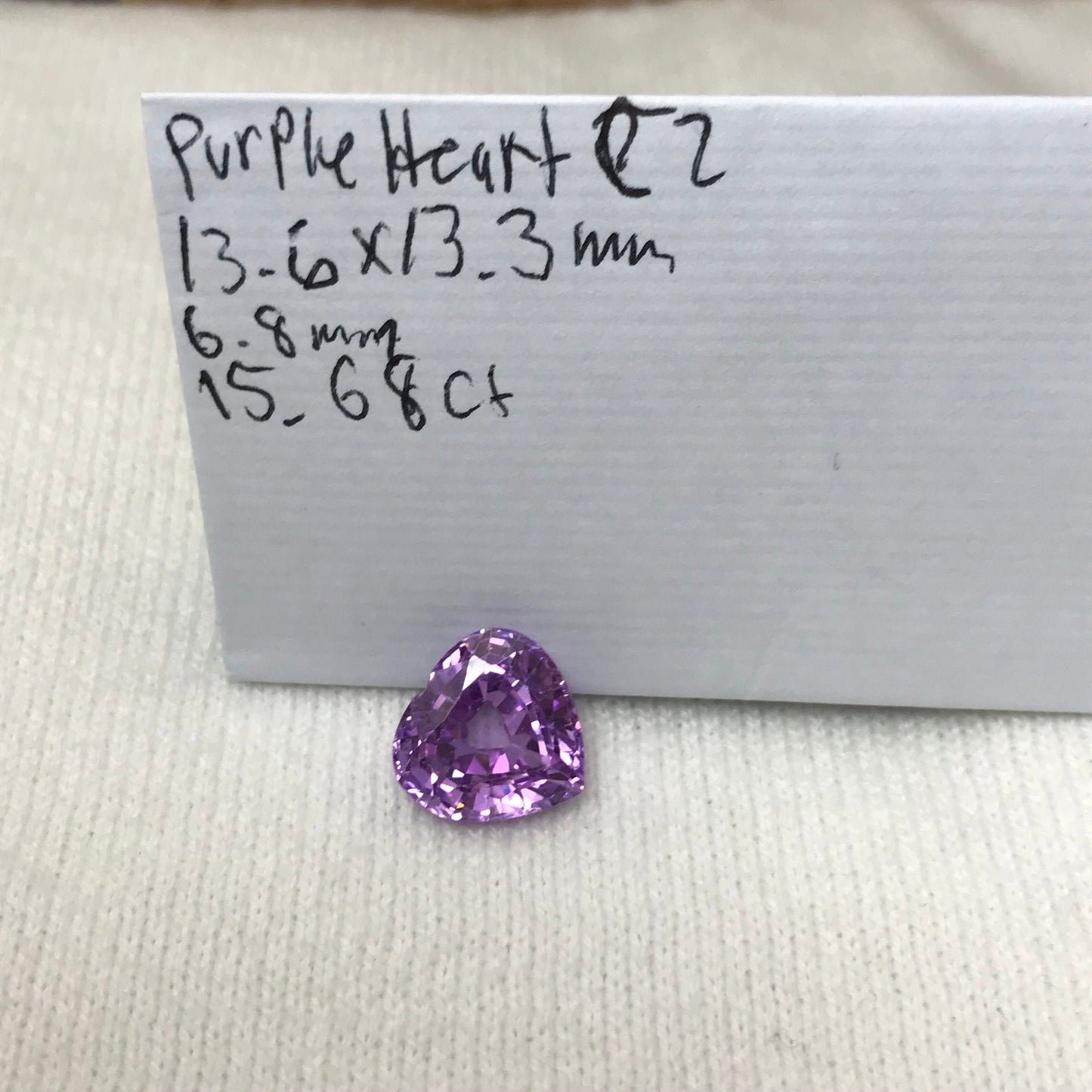 15.68 Ct Purple Cubic Zirconia, 13.6x13.3mm Heart cut CZ, Loose Faceted Loose Diamond Simulant, Pinkish Purple 13.5mm CZ
