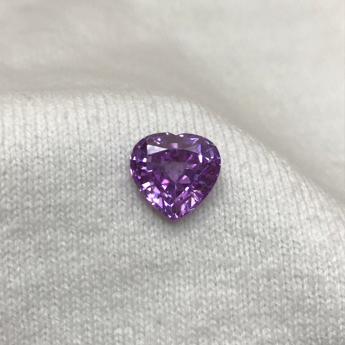 15.68 Ct Purple Cubic Zirconia, 13.6x13.3mm Heart cut CZ, Loose Faceted Loose Diamond Simulant, Pinkish Purple 13.5mm CZ