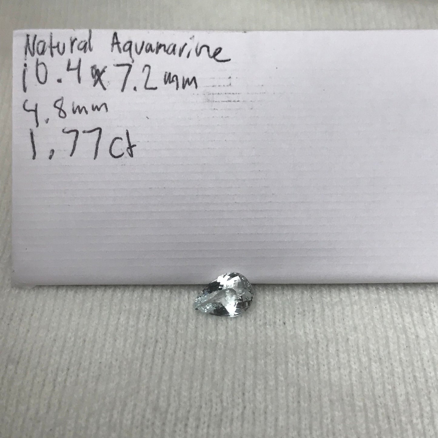 1.77 carat Natural Aquamarine, 10.4x7.2mm, Chipped Light Blue Pear Cut Loose Gem Faceted Gemstone Beryl March Birthstone