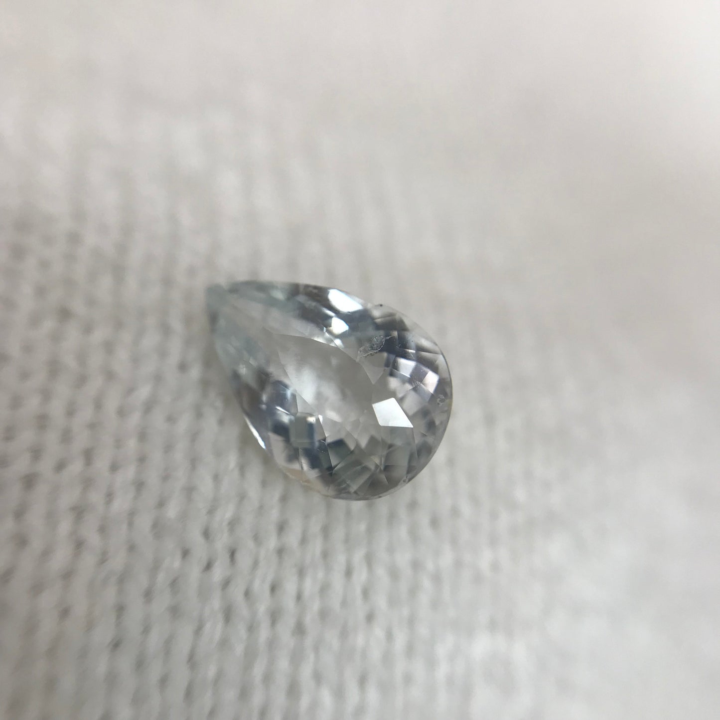 1.77 carat Natural Aquamarine, 10.4x7.2mm, Chipped Light Blue Pear Cut Loose Gem Faceted Gemstone Beryl March Birthstone