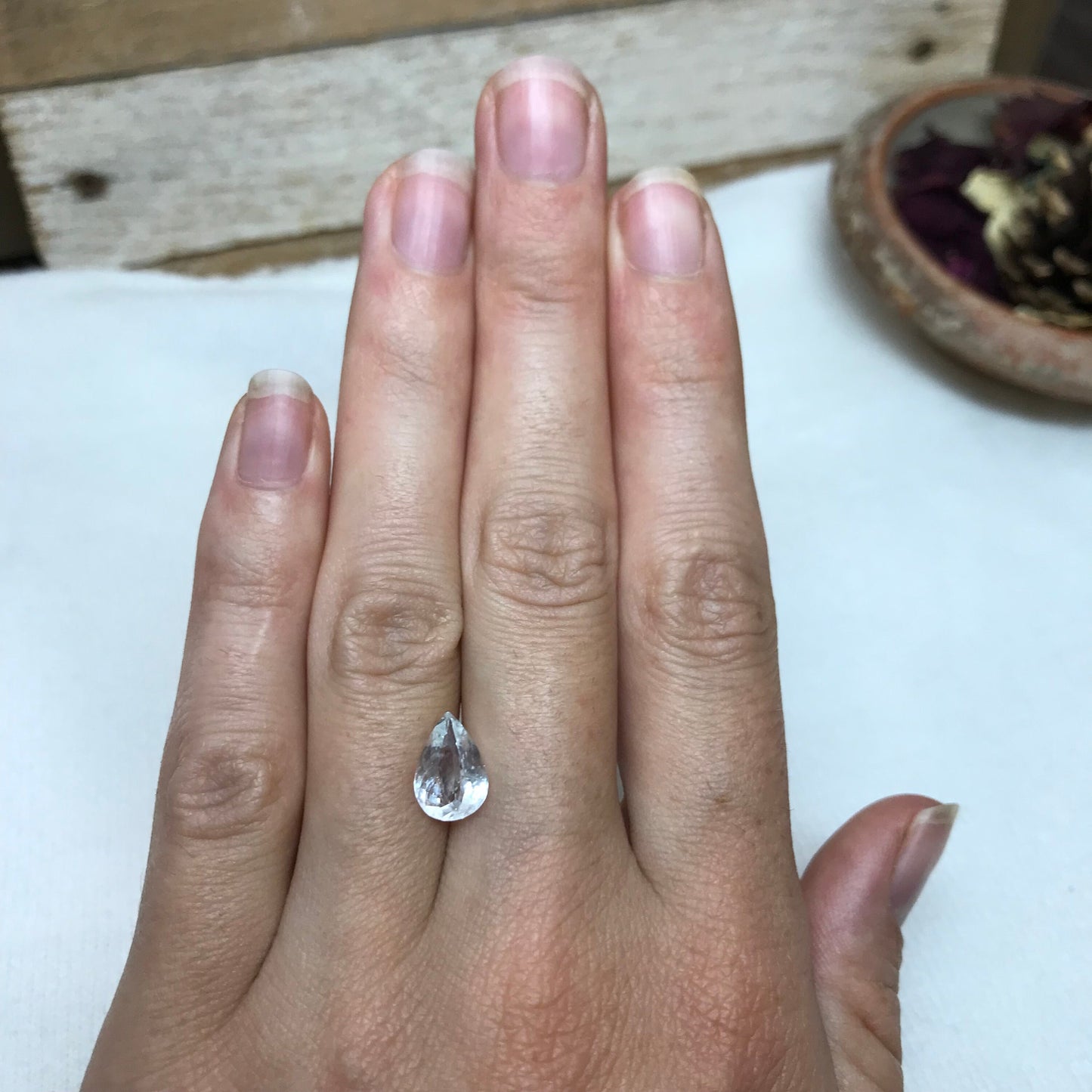 1.77 carat Natural Aquamarine, 10.4x7.2mm, Chipped Light Blue Pear Cut Loose Gem Faceted Gemstone Beryl March Birthstone