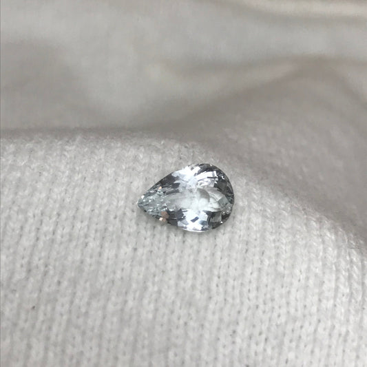 1.77 carat Natural Aquamarine, 10.4x7.2mm, Chipped Light Blue Pear Cut Loose Gem Faceted Gemstone Beryl March Birthstone