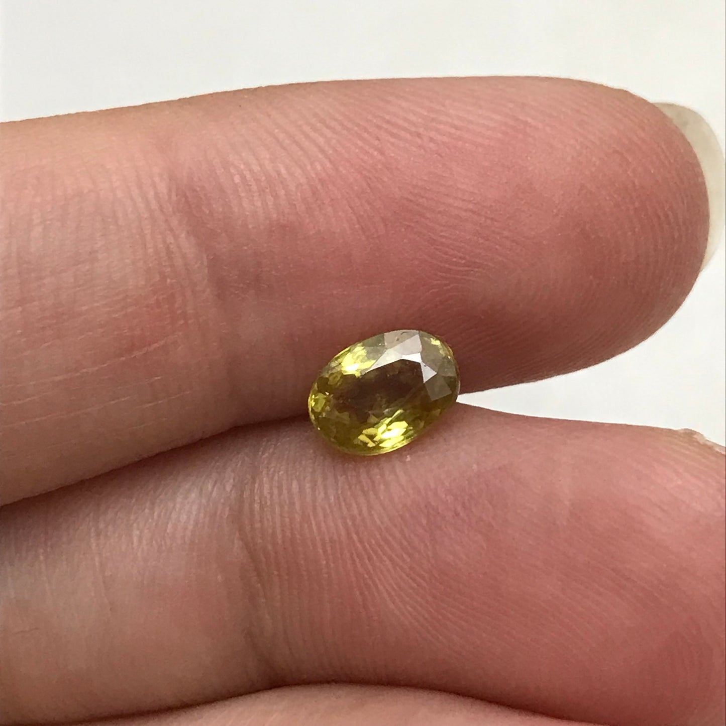 7x5mm Yellow Sphene, 0.89 Ct, Oval Cut, Rainbow Fire, Natural Madagascar Sphene, Faceted Loose Titanite