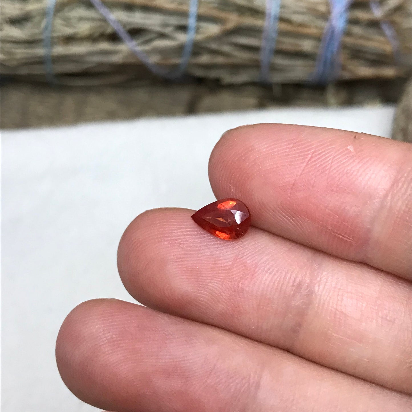 1 ct Natural Orange Sapphire 7.8x5.3mm Pear Cut Faceted Gem Loose Silky Sapphire, Orange Gemstone Earth Mined Beryllium Treated - BE TREATED