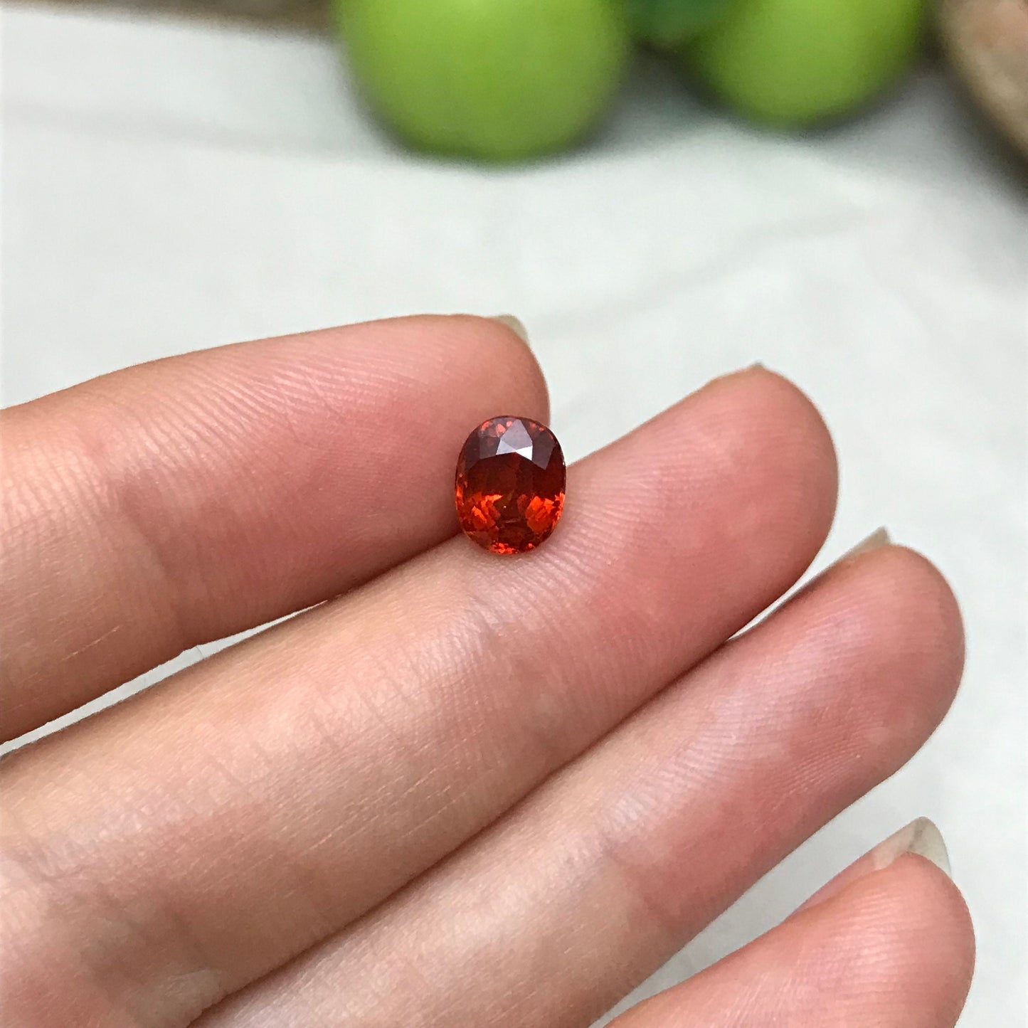 Natural Mandarin Spessartite Garnet 1.93 carats, 7.3x5.8mm Orange Red Faceted Garnet