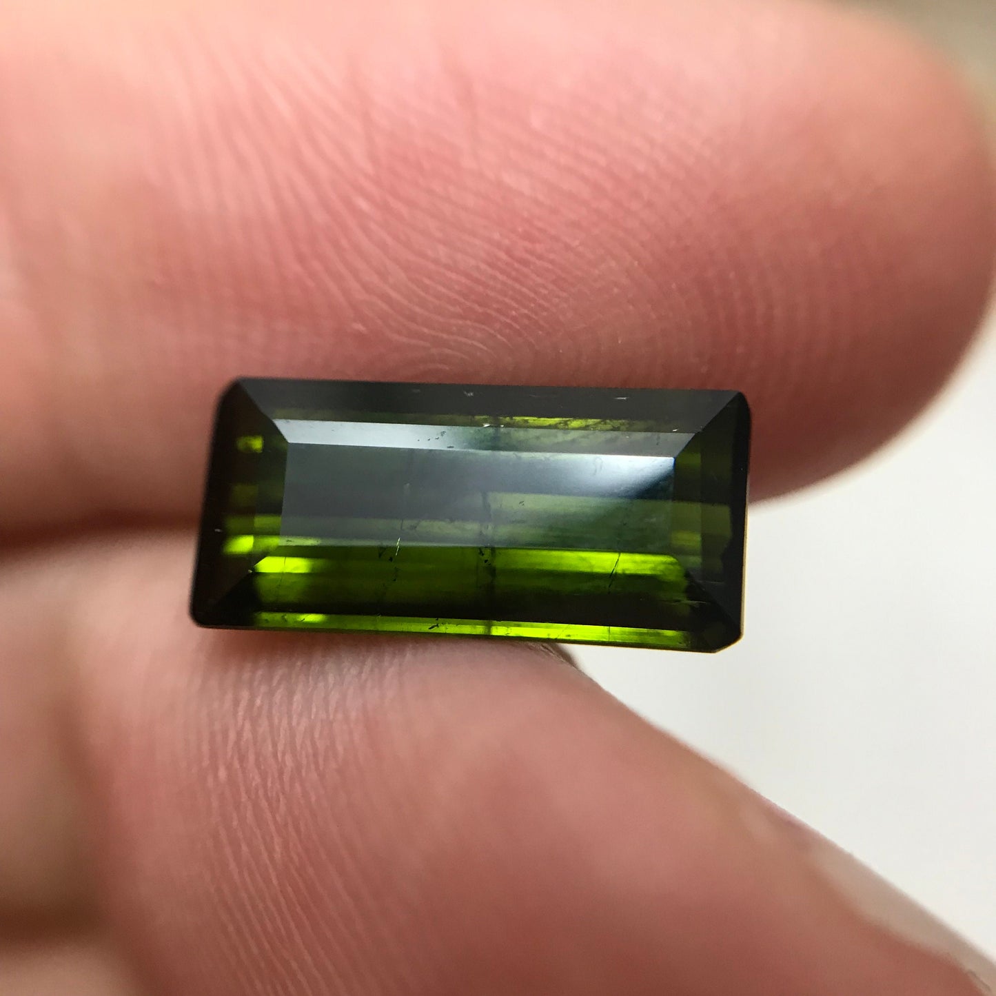 13x6mm Natural Deep Green Tourmaline 3.61 carat, Rectangle Long Octagon Cut Faceted Loose Olive Green Gem Gemstone, 12.8x6.2