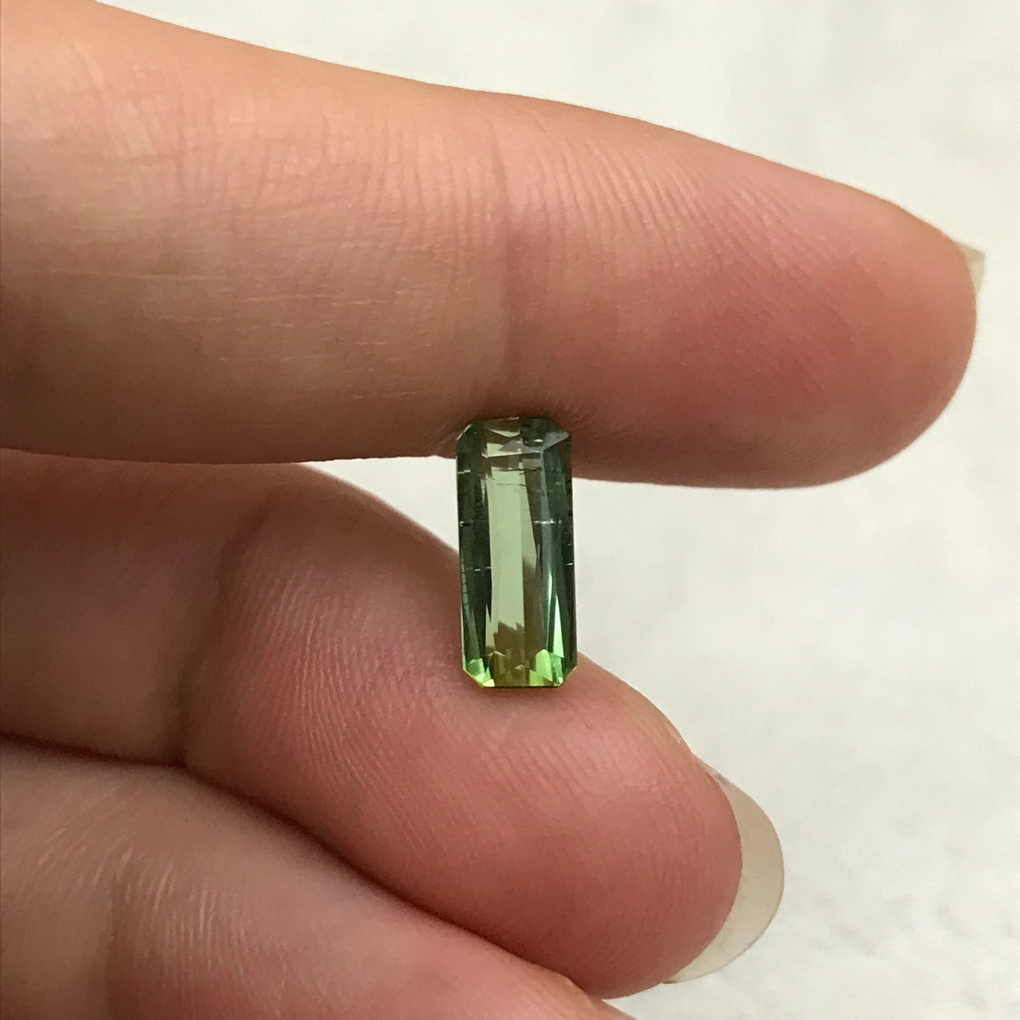 1.68 Ct Natural Green Tourmaline Rectangle Scissor Cut 11x4.7mm Faceted Loose Unmounted Gem Gemstone Earth Mined Genuine