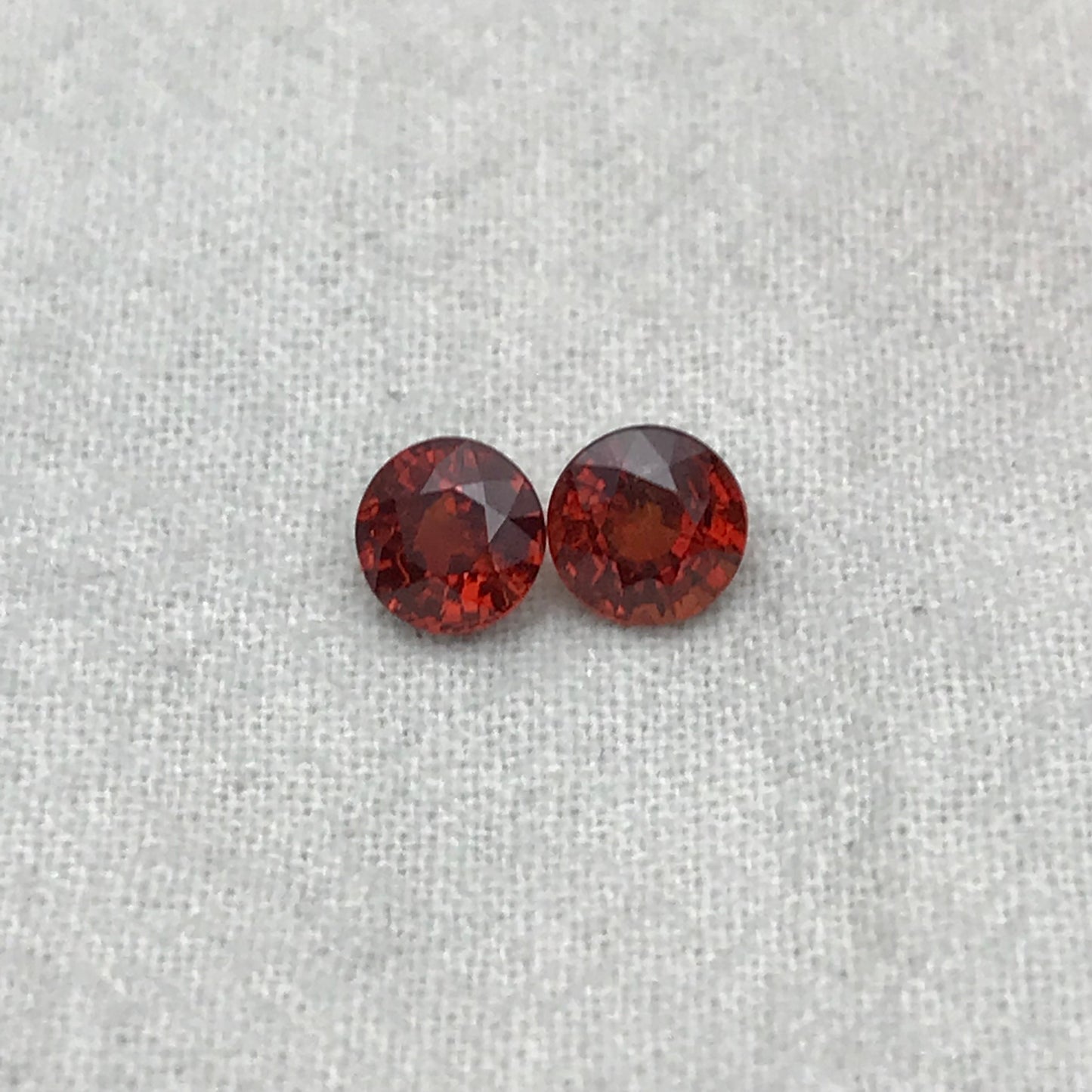 Pair of 5.5mm Natural Mandarin Spessartite Garnet, 1 carat Round Faceted Orange Red Gemstones, 1.95 TCW, Loose Gems, Red Orange Garnet