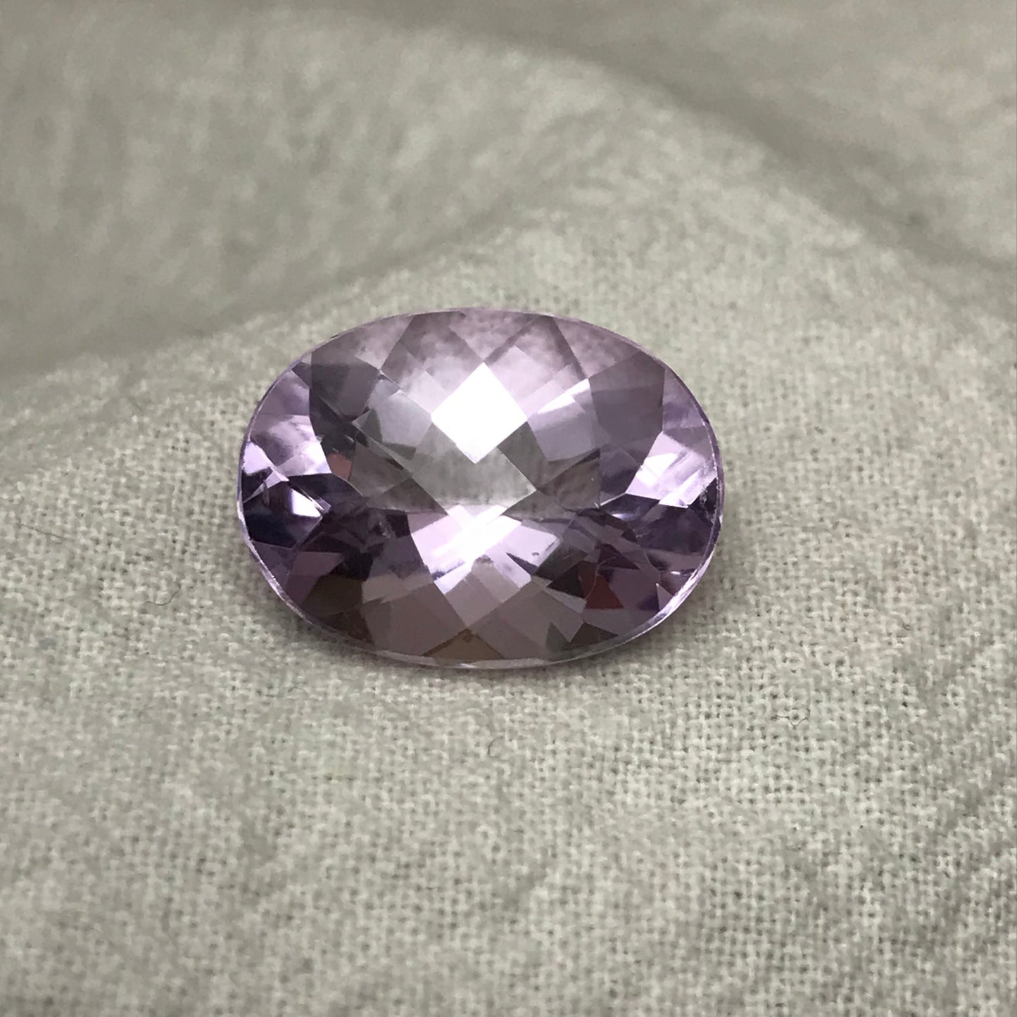 16x12mm Light Purple Amethyst, Checker Oval, 8.34 carat Loose Gem Reclaimed/Recycled Faceted Gemstone, February Birthstone
