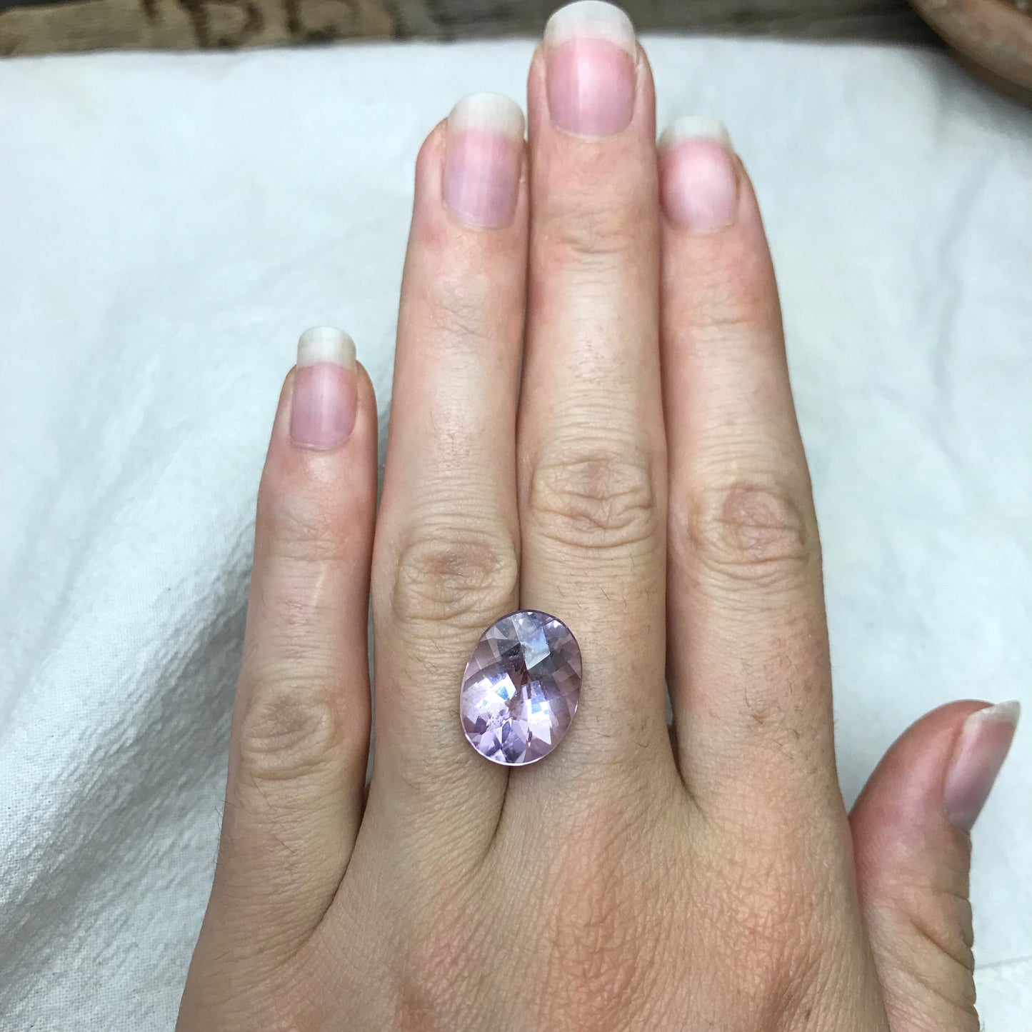 16x12mm Light Purple Amethyst, Checker Oval, 8.34 carat Loose Gem Reclaimed/Recycled Faceted Gemstone, February Birthstone