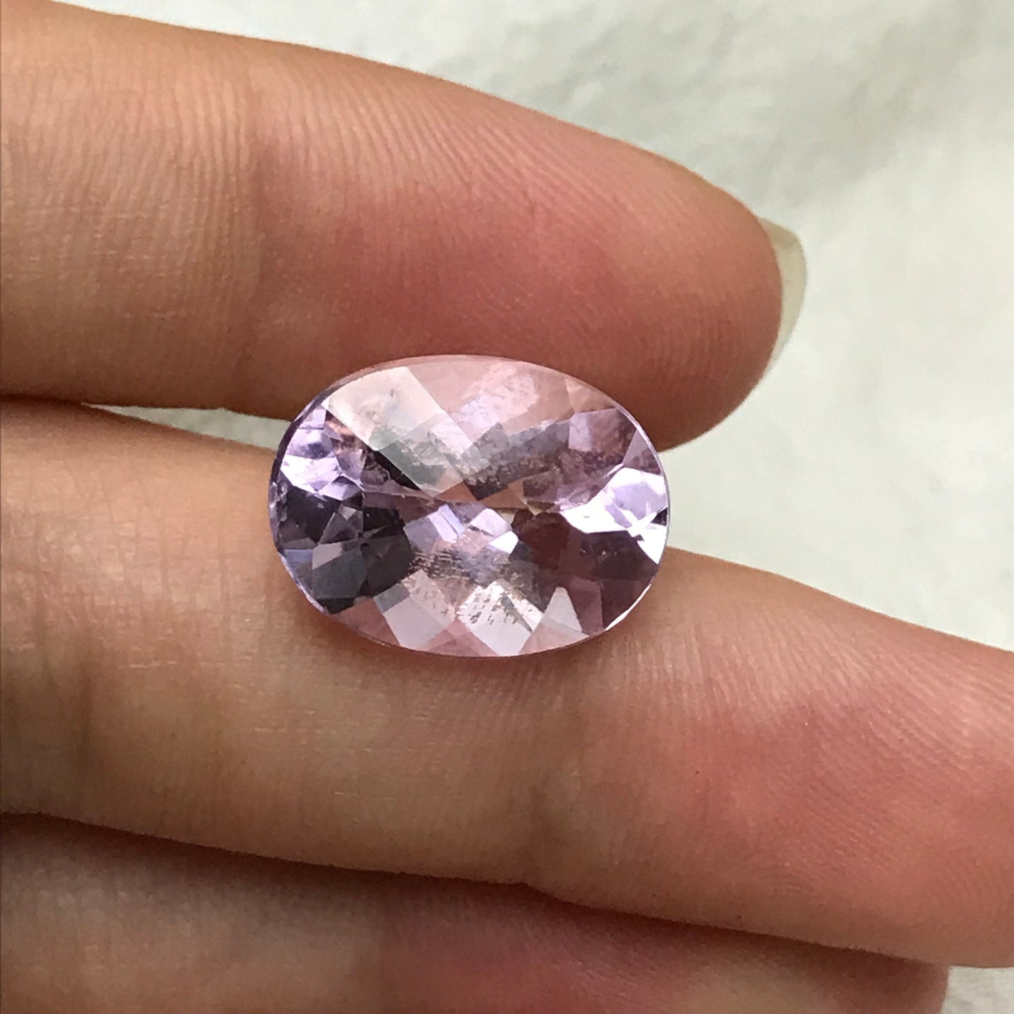 16x12mm Light Purple Amethyst, Checker Oval, 8.34 carat Loose Gem Reclaimed/Recycled Faceted Gemstone, February Birthstone