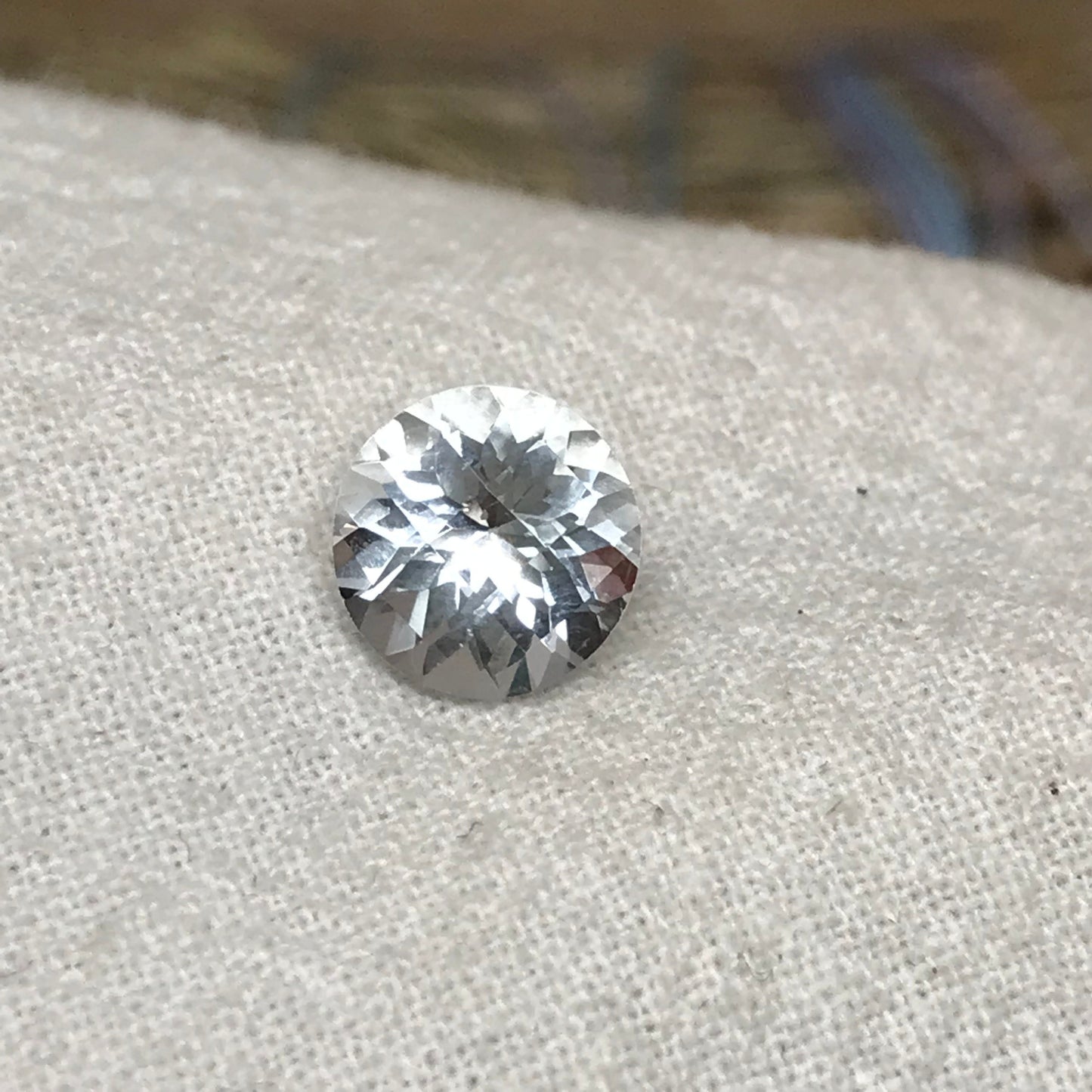 1.67 Carat Natural Faint Blue Aquamarine 7.8mm Round Cut, Faceted Loose Gemstone