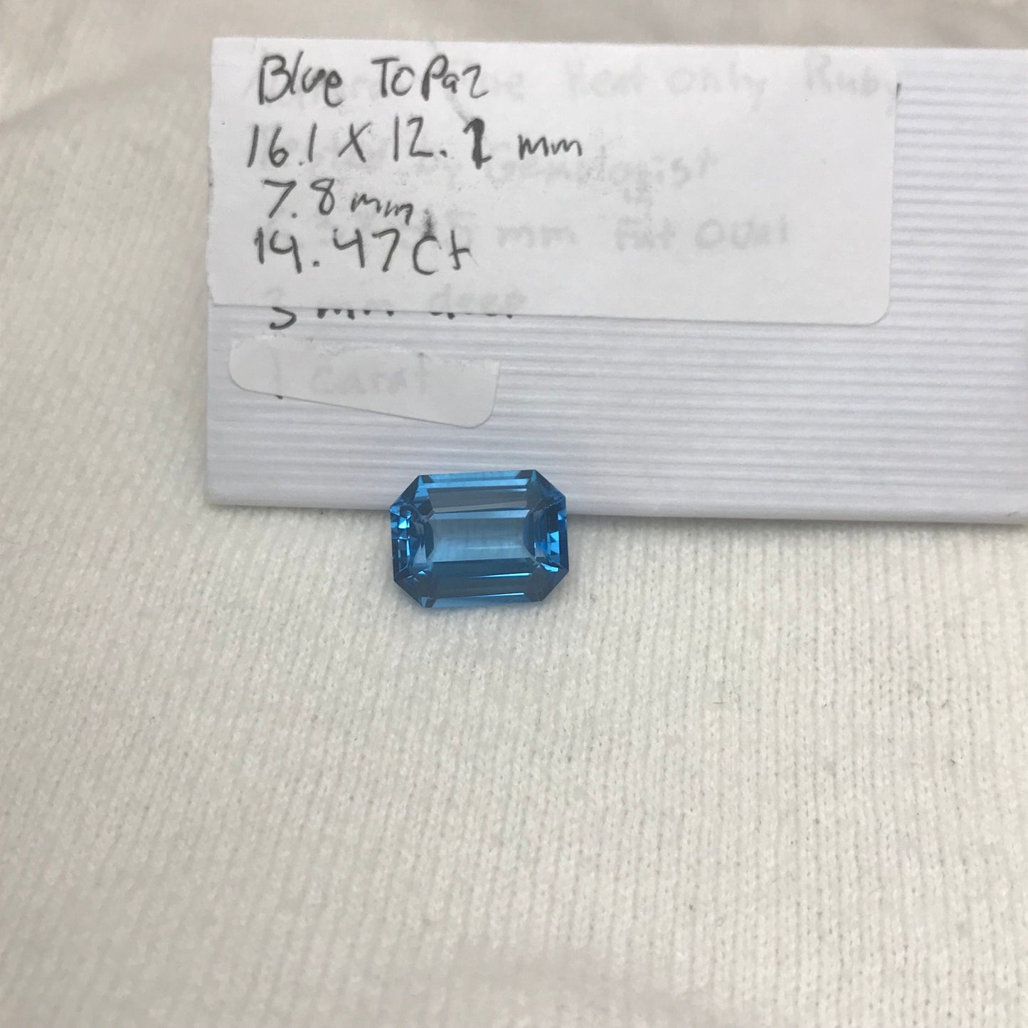 16x12mm Blue Topaz 14.47 Ct, Emerald Cut Loose Real Topaz, Reclaimed Faceted Gemstone, December Birthstone,
