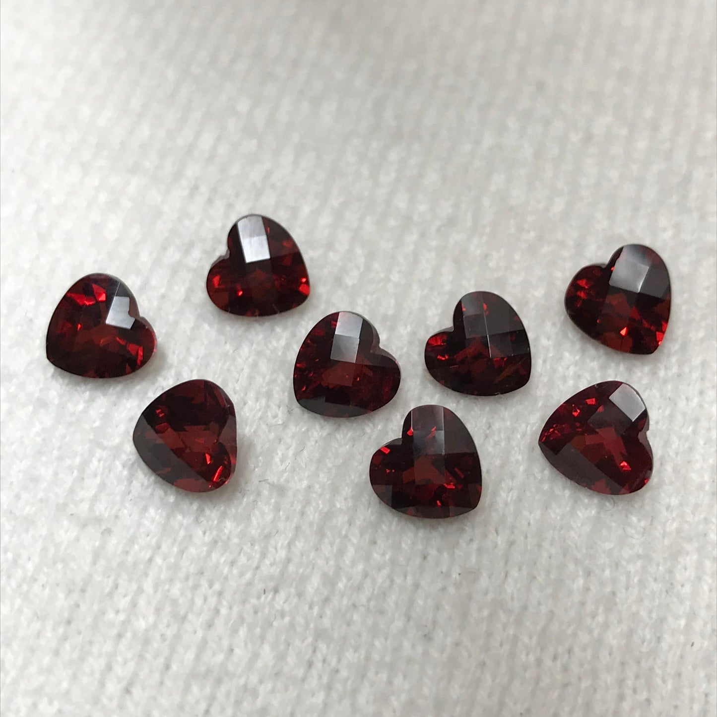 One-7mm Red Garnet Checkerboard Heart Cut, Approx 1.41-1.62 carat, Faceted Loose Gemstone, One- Reclaimed Gem