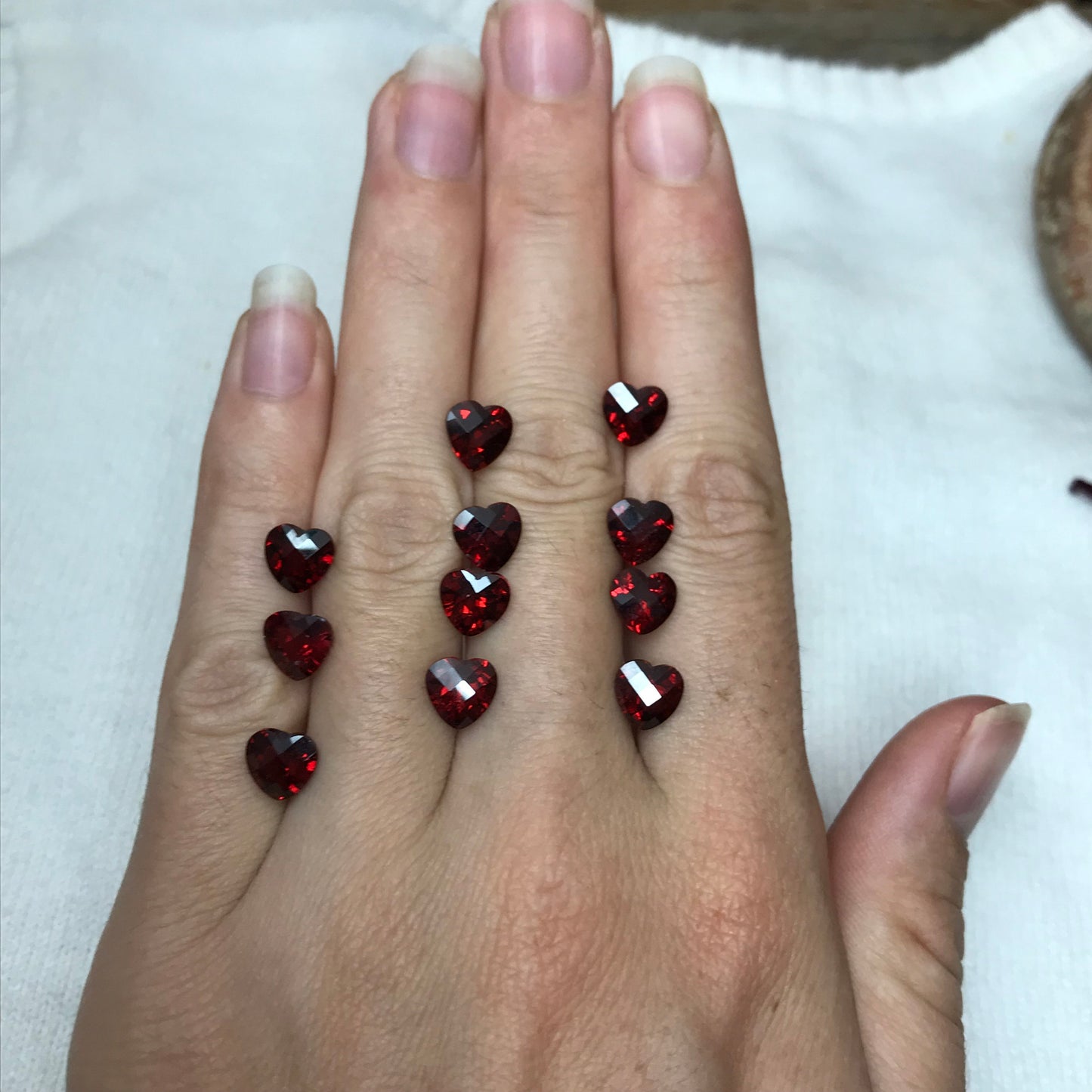 One-7mm Red Garnet Checkerboard Heart Cut, Approx 1.41-1.62 carat, Faceted Loose Gemstone, One- Reclaimed Gem