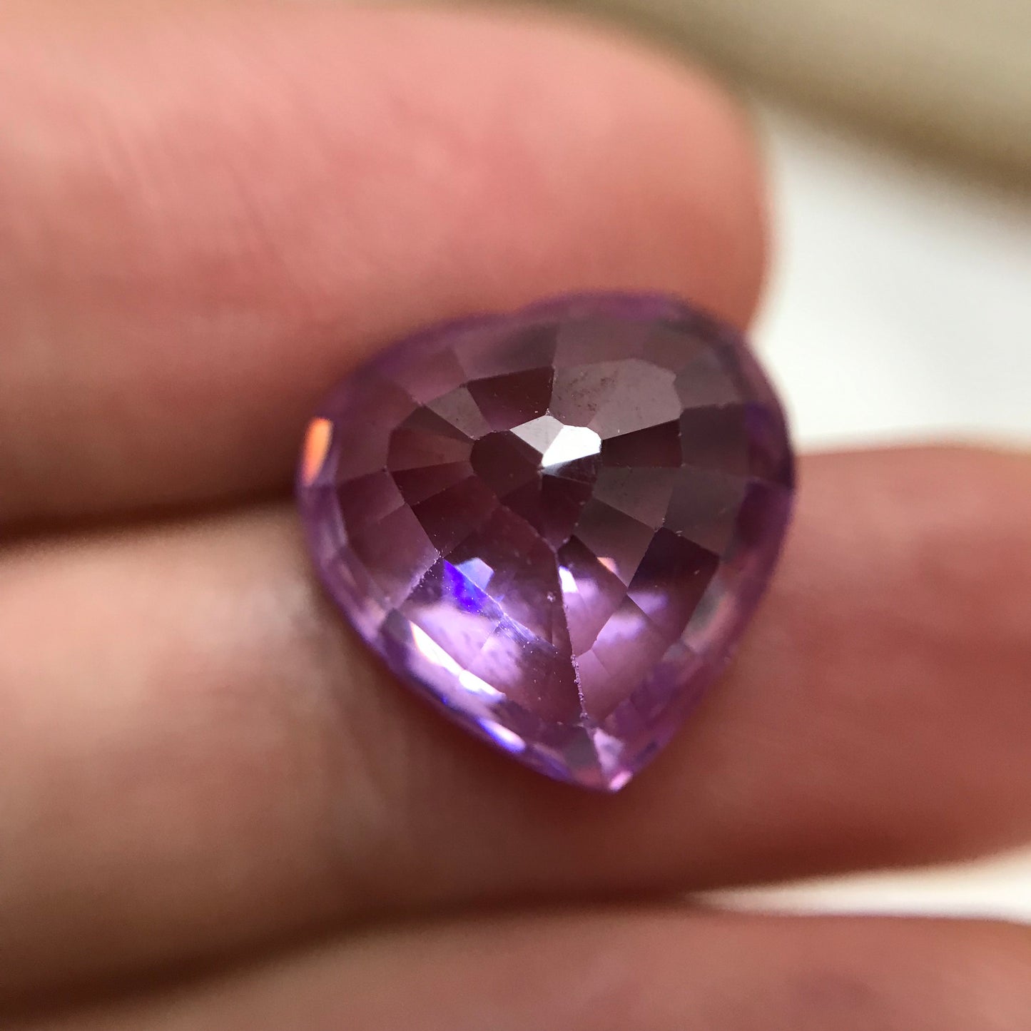 15.68 Ct Purple Cubic Zirconia, 13.6x13.3mm Heart cut CZ, Loose Faceted Loose Diamond Simulant, Pinkish Purple 13.5mm CZ