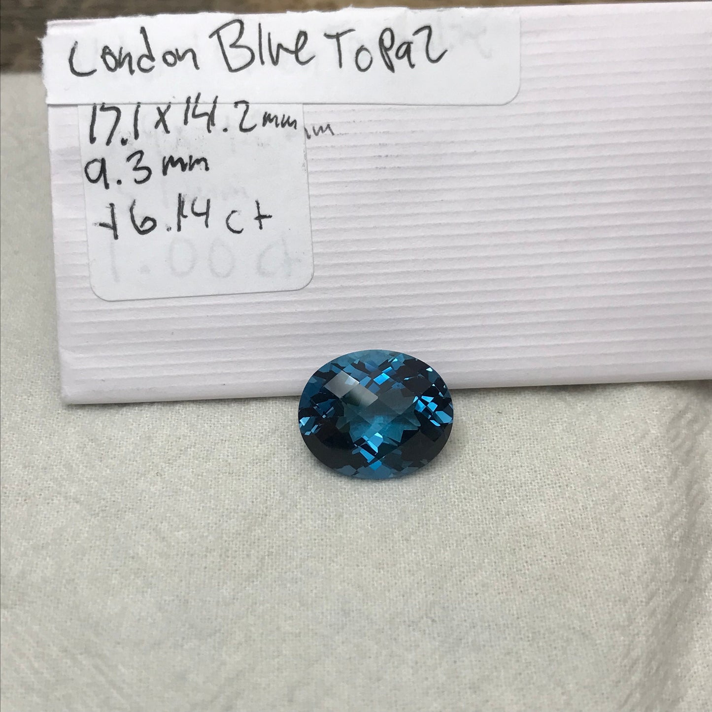 16 carat London Blue Topaz 17x14 Oval Checkerboard Cut, Faceted London Blue Loose Topaz, December Birthstone, Recycled Gems