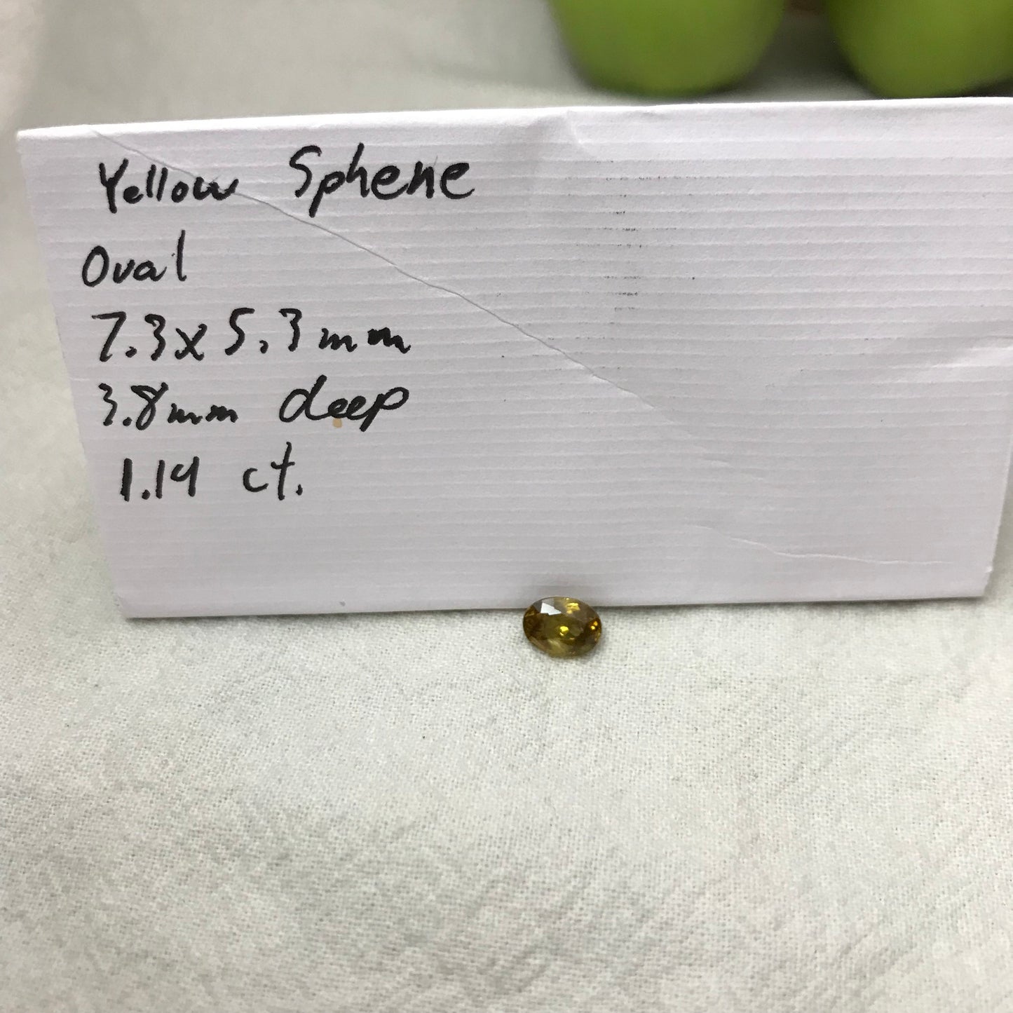 1.14 Ct Yellow Sphene, 7.3x5.3mm Oval Cut, Sphene with Rainbow Fire and Cool Inclusion, Natural Madagascar Sphene, Faceted Loose Titanite