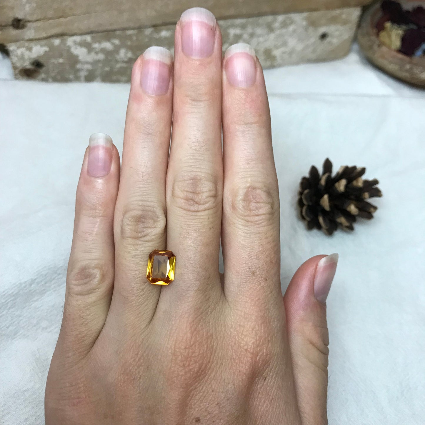 Orangey Yellow Lab Sapphire 3 Carat 10x8mm Rectangle Cut, Unmounted Faceted Loose Gemstones Synthetic Corundum