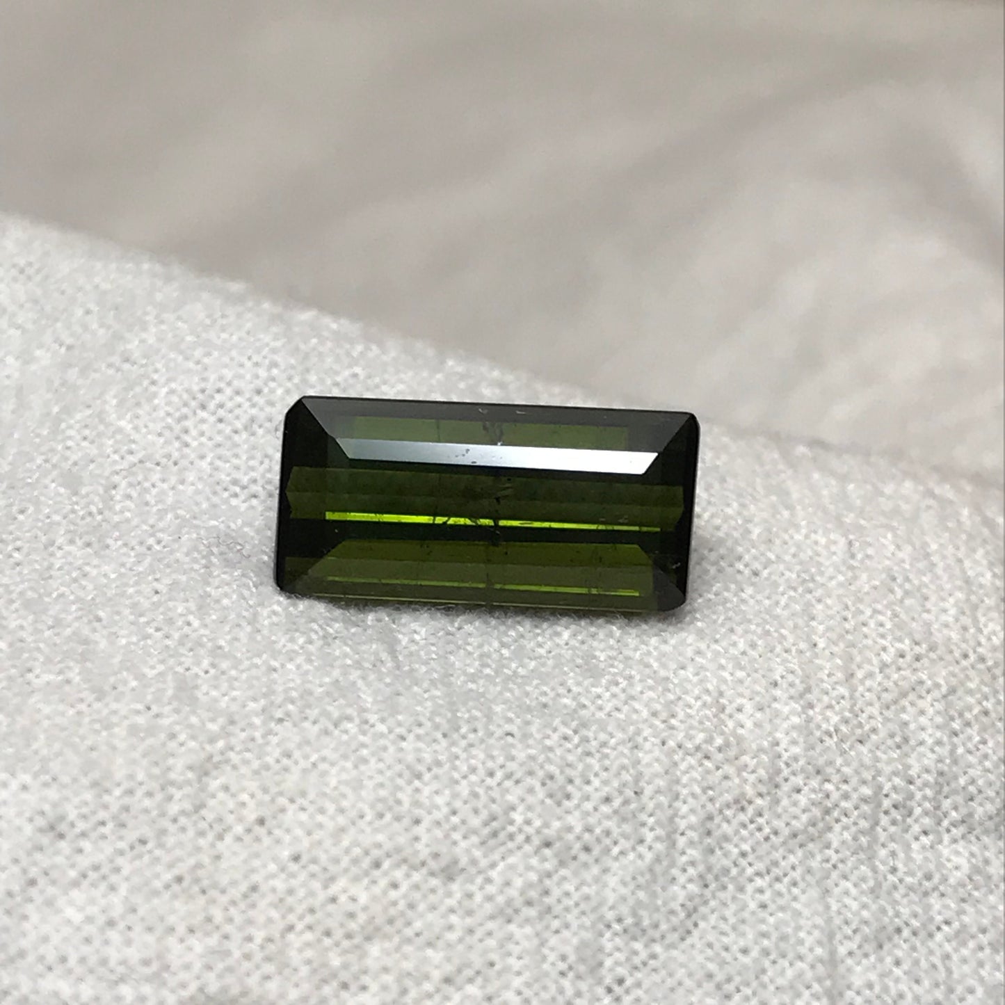 13x6mm Natural Deep Green Tourmaline 3.61 carat, Rectangle Long Octagon Cut Faceted Loose Olive Green Gem Gemstone, 12.8x6.2