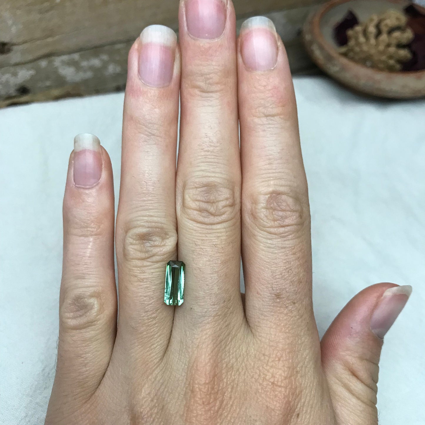 1.68 Ct Natural Green Tourmaline Rectangle Scissor Cut 11x4.7mm Faceted Loose Unmounted Gem Gemstone Earth Mined Genuine