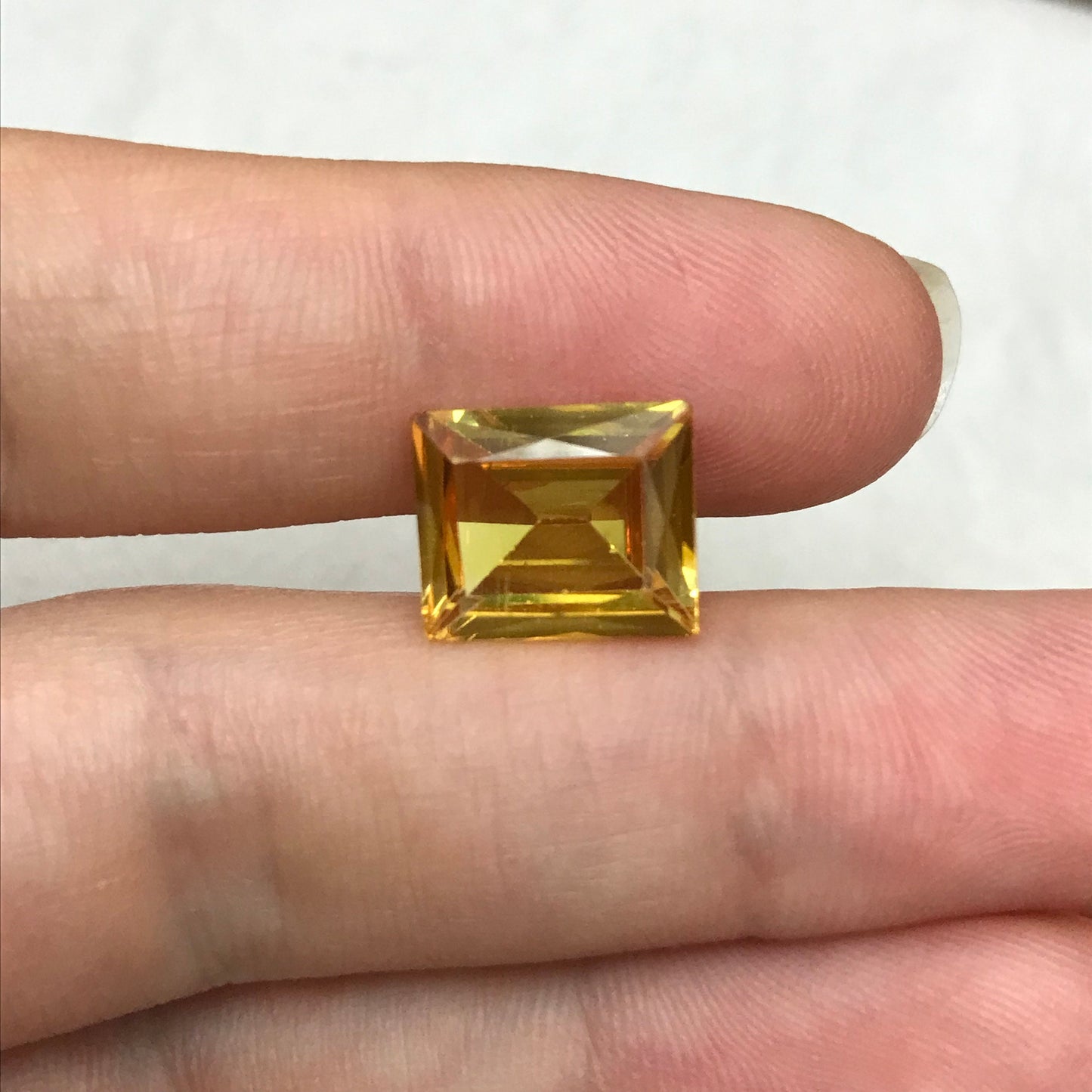 12x10mm Yellow Lab Sapphire Rectangle Cut 6.80 Carat Gem Loose Gemstone, Faceted Recycled/Reclaimed Lab Created Man Made Synthetic Corundum