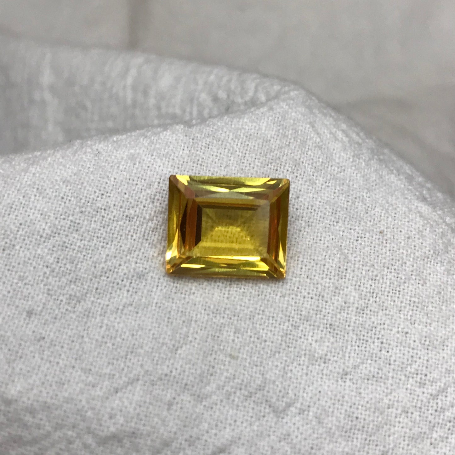 12x10mm Yellow Lab Sapphire Rectangle Cut 6.80 Carat Gem Loose Gemstone, Faceted Recycled/Reclaimed Lab Created Man Made Synthetic Corundum