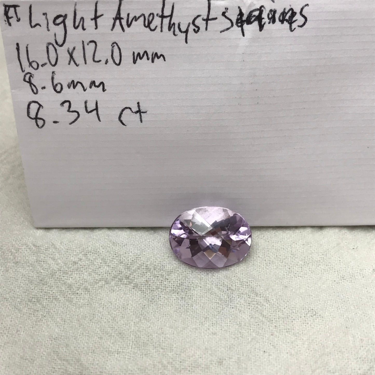 16x12mm Light Purple Amethyst, Checker Oval, 8.34 carat Loose Gem Reclaimed/Recycled Faceted Gemstone, February Birthstone